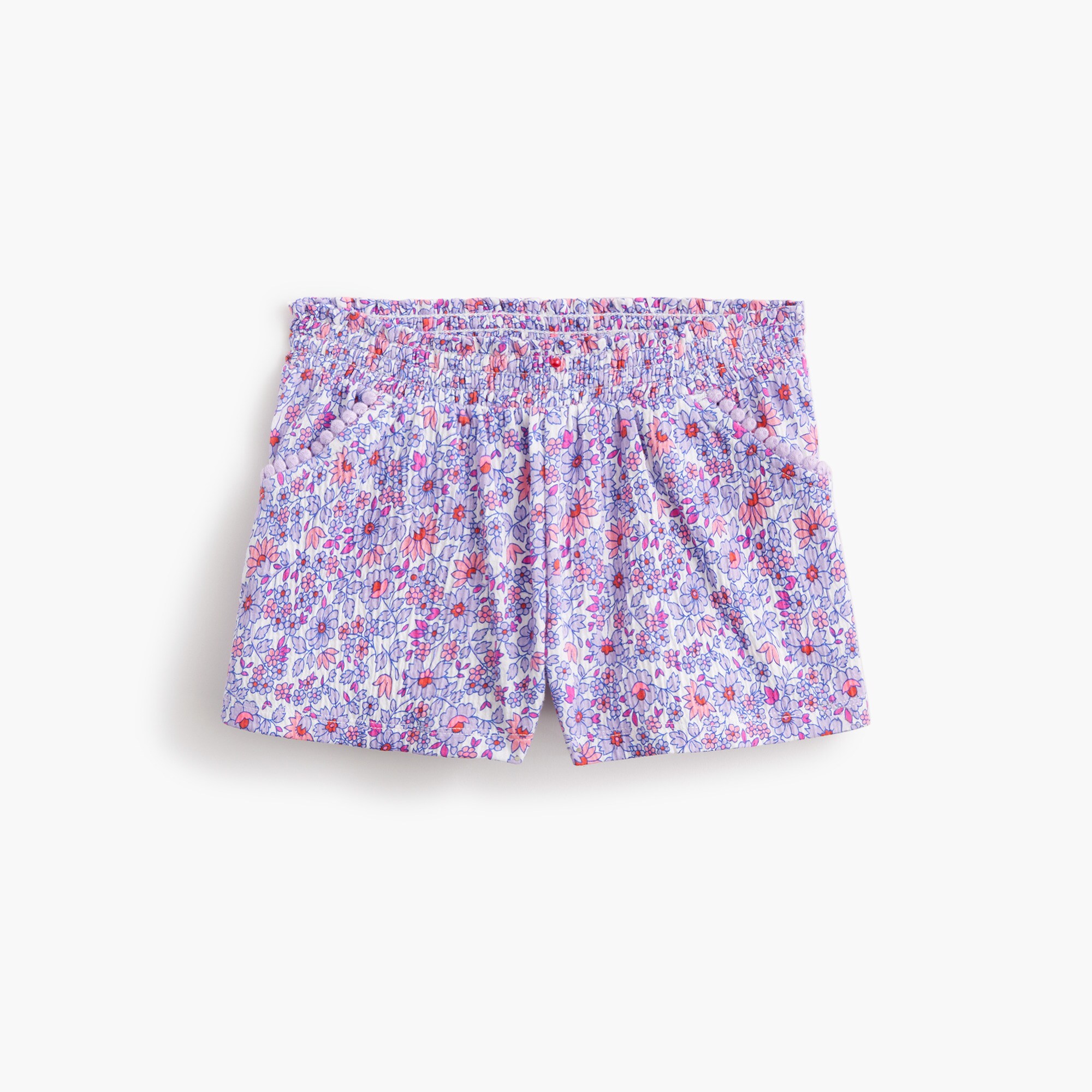girls' floral crinkle-knit short for girls