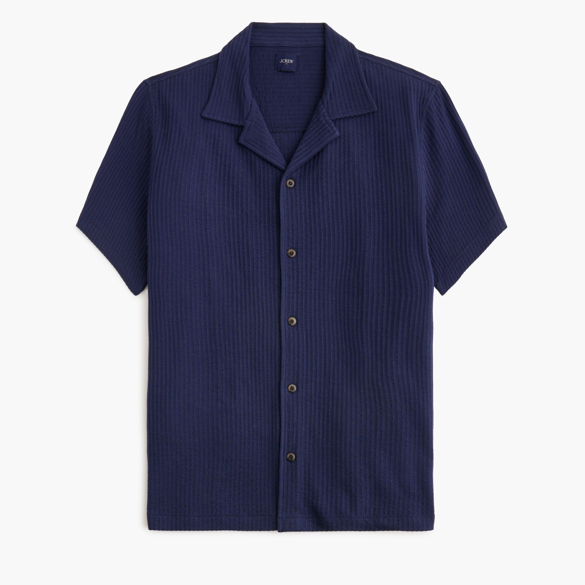 Knit seersucker camp shirt