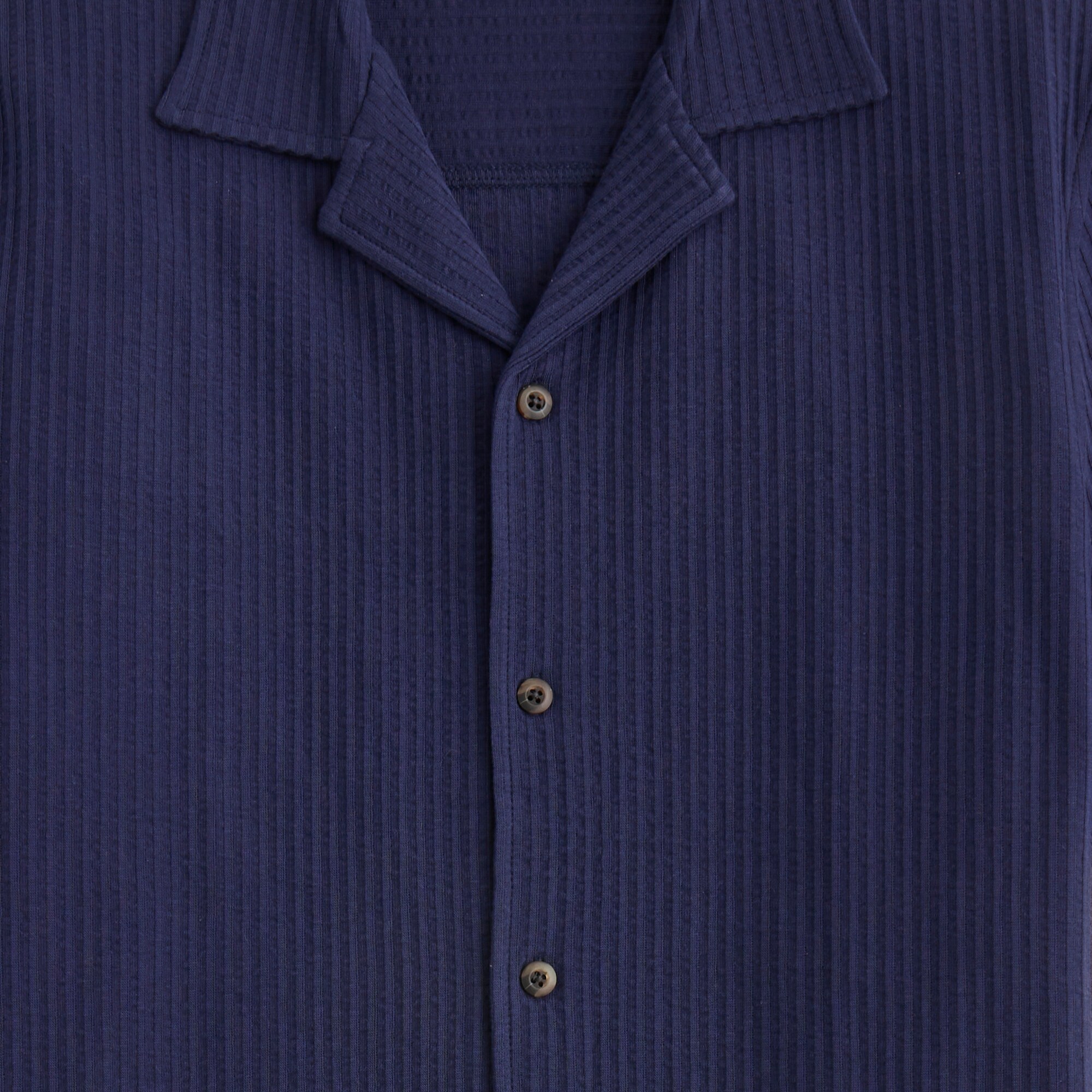 Knit seersucker camp shirt