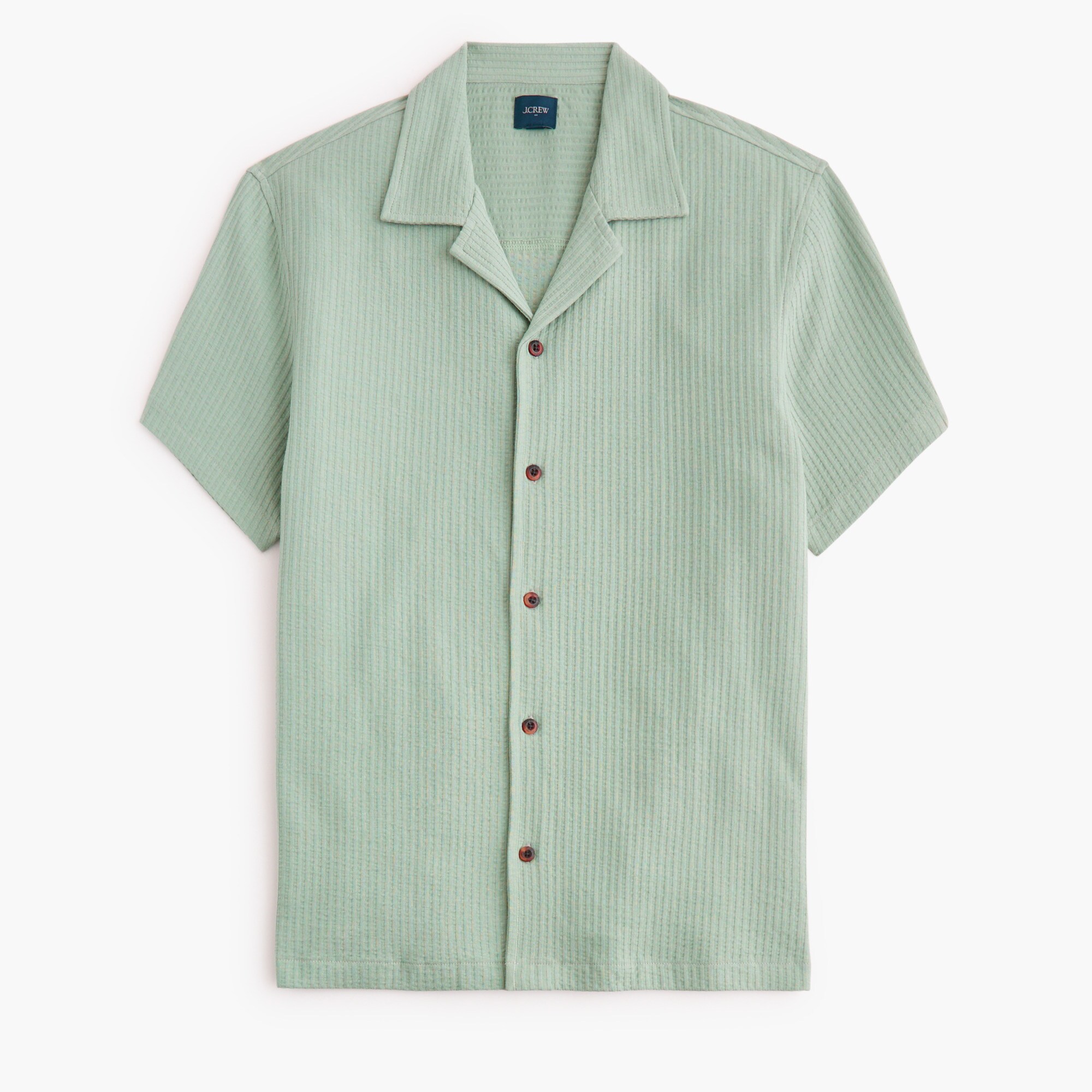 Knit seersucker camp shirt