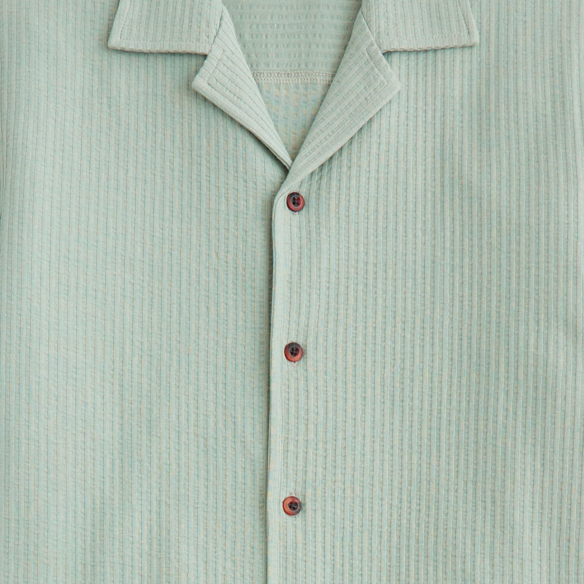 Knit seersucker camp shirt