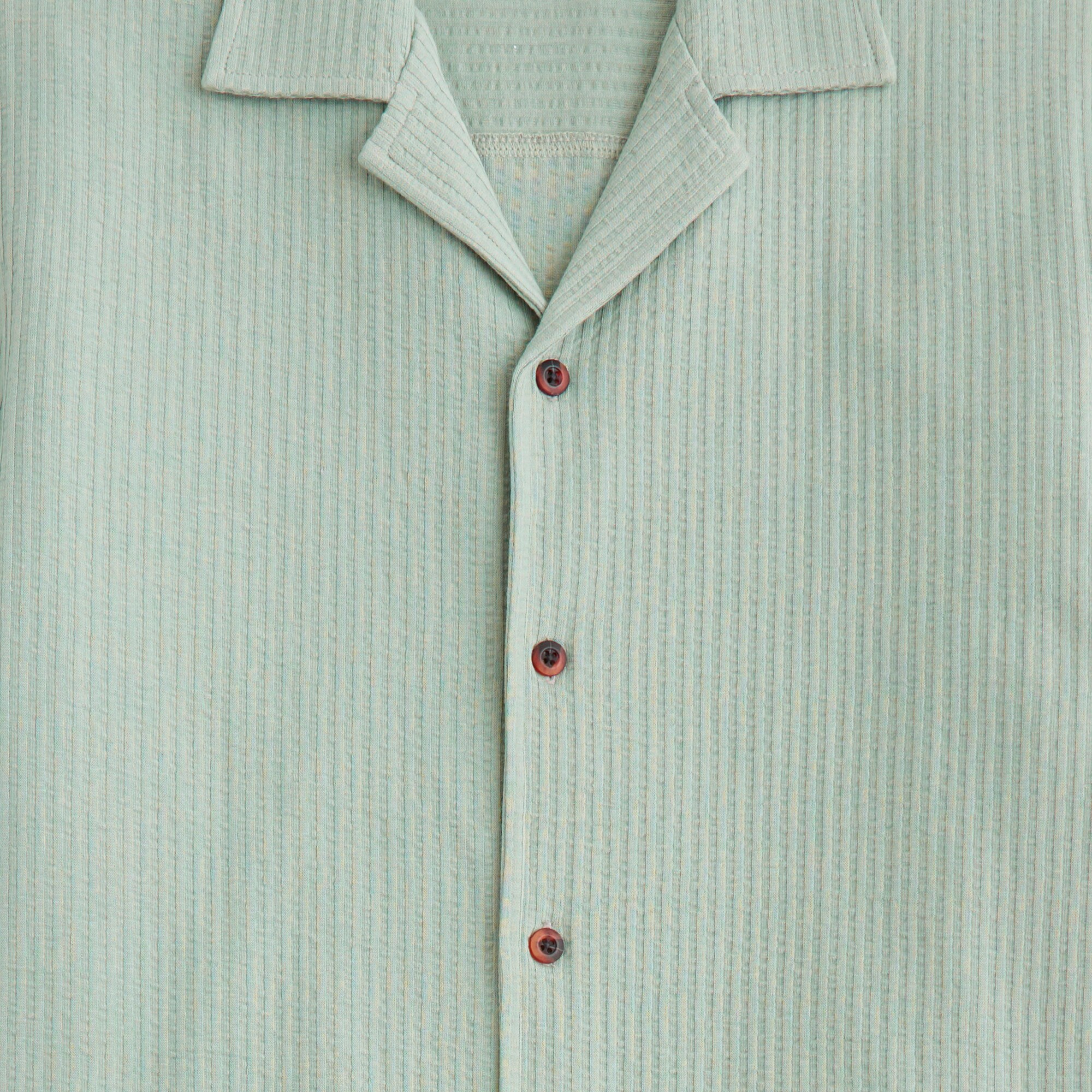 Knit seersucker camp shirt