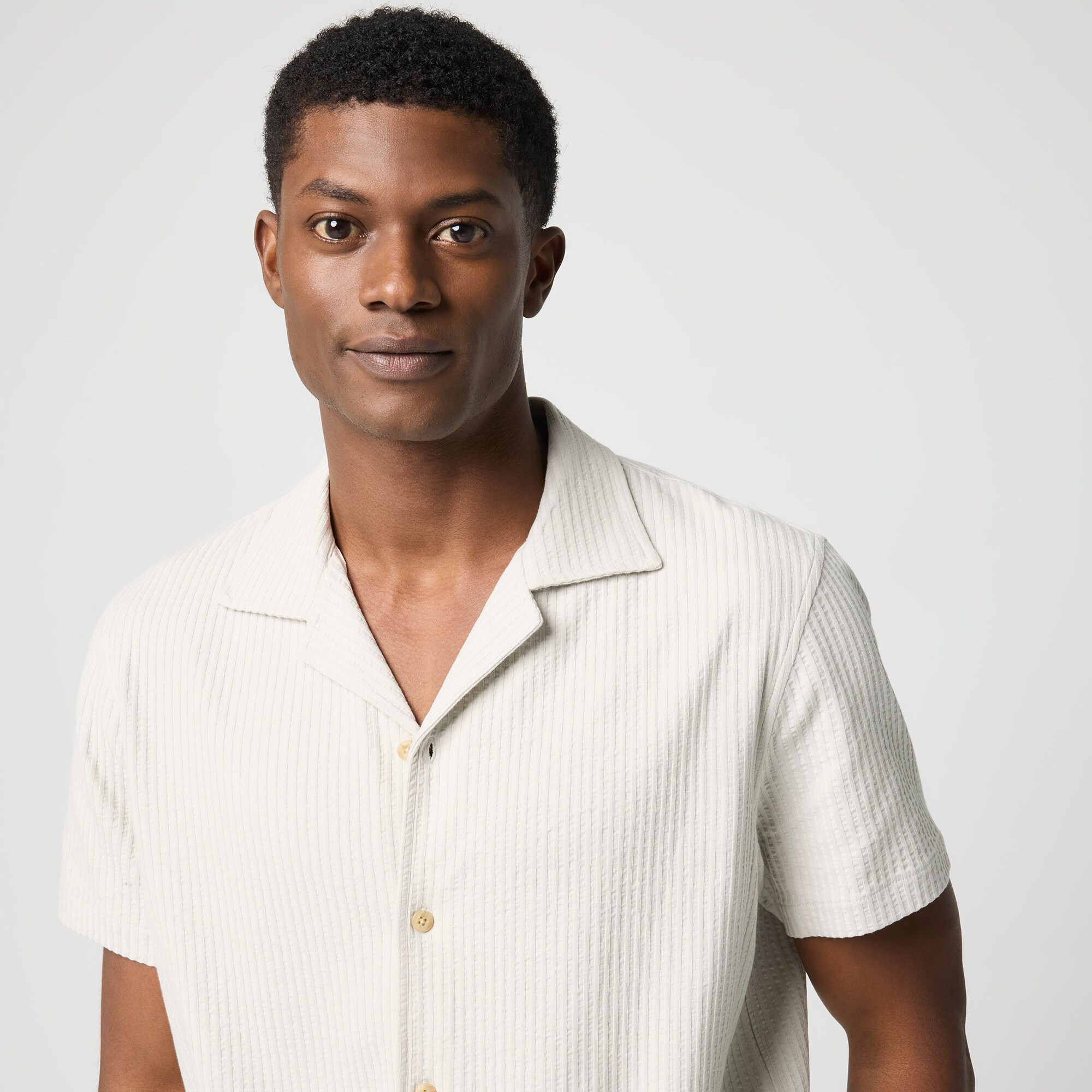 Knit Seersucker Camp Shirt For Men | Factory