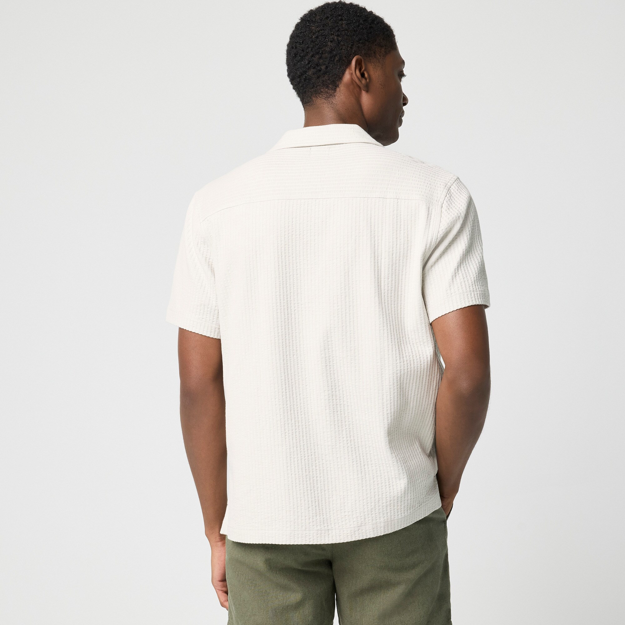 Knit seersucker camp shirt