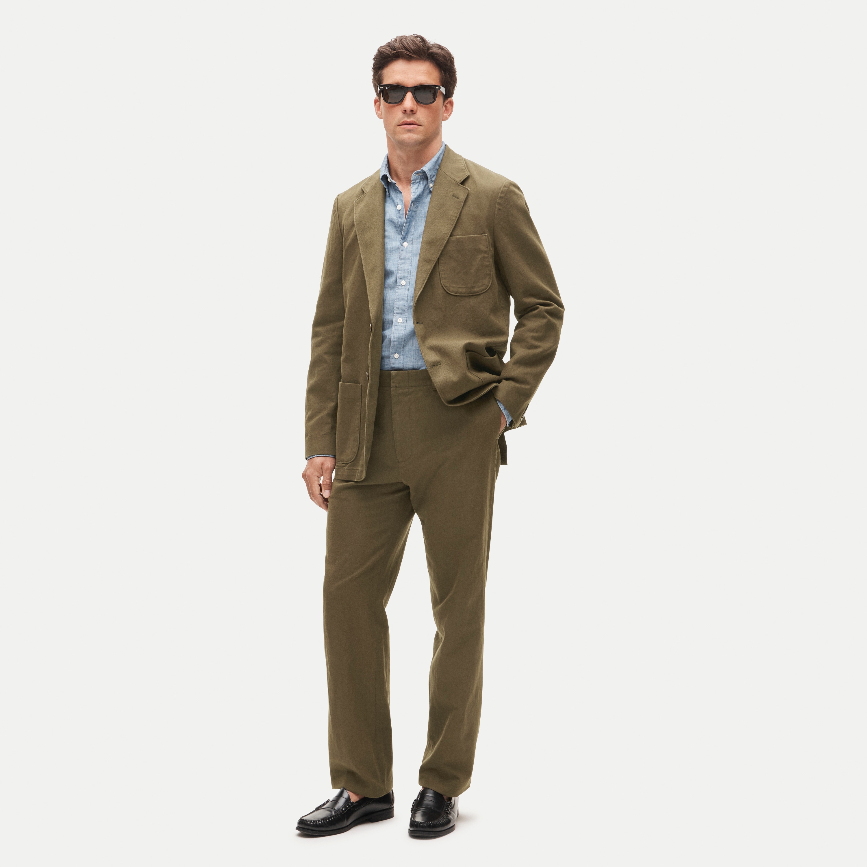 Relaxed-fit suit jacket in Italian cotton-linen twill blend