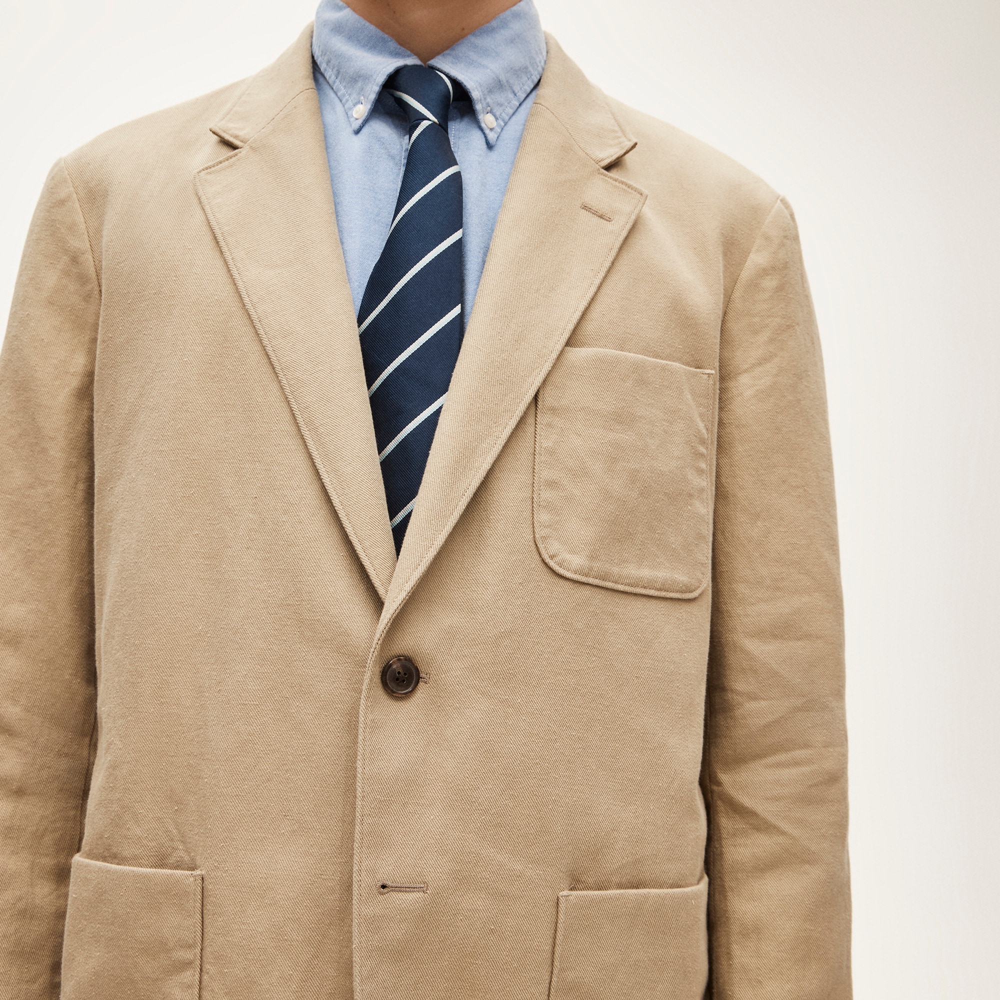 Relaxed-fit suit jacket in Italian cotton-linen twill blend