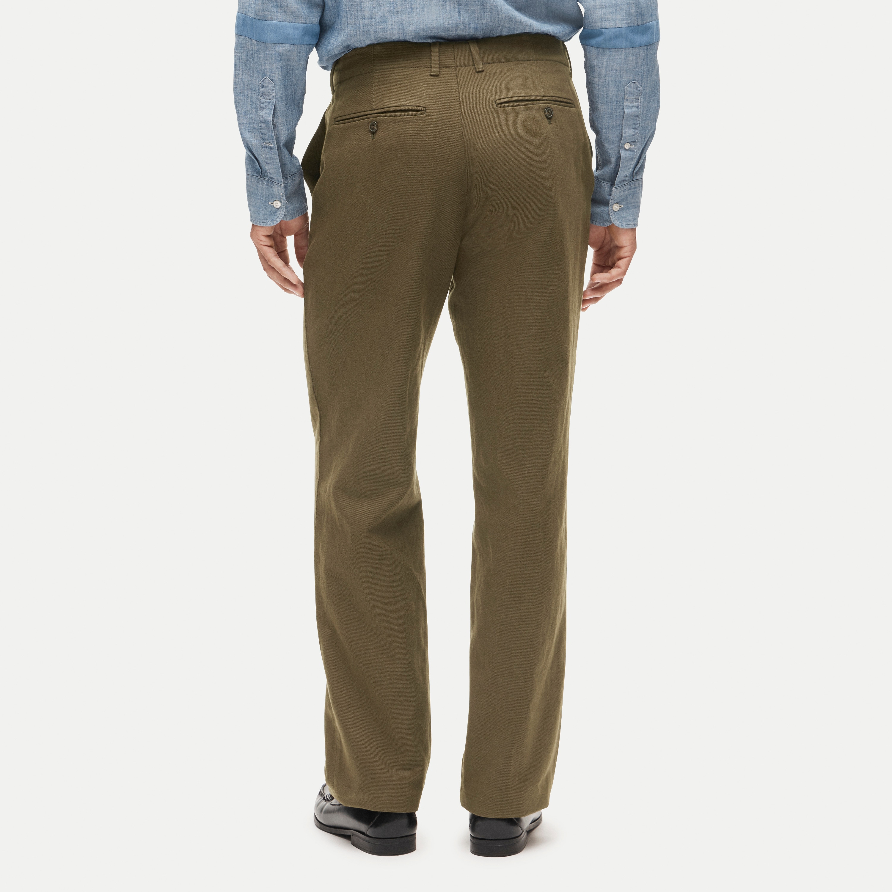 Relaxed-fit suit pant in Italian cotton-linen blend twill