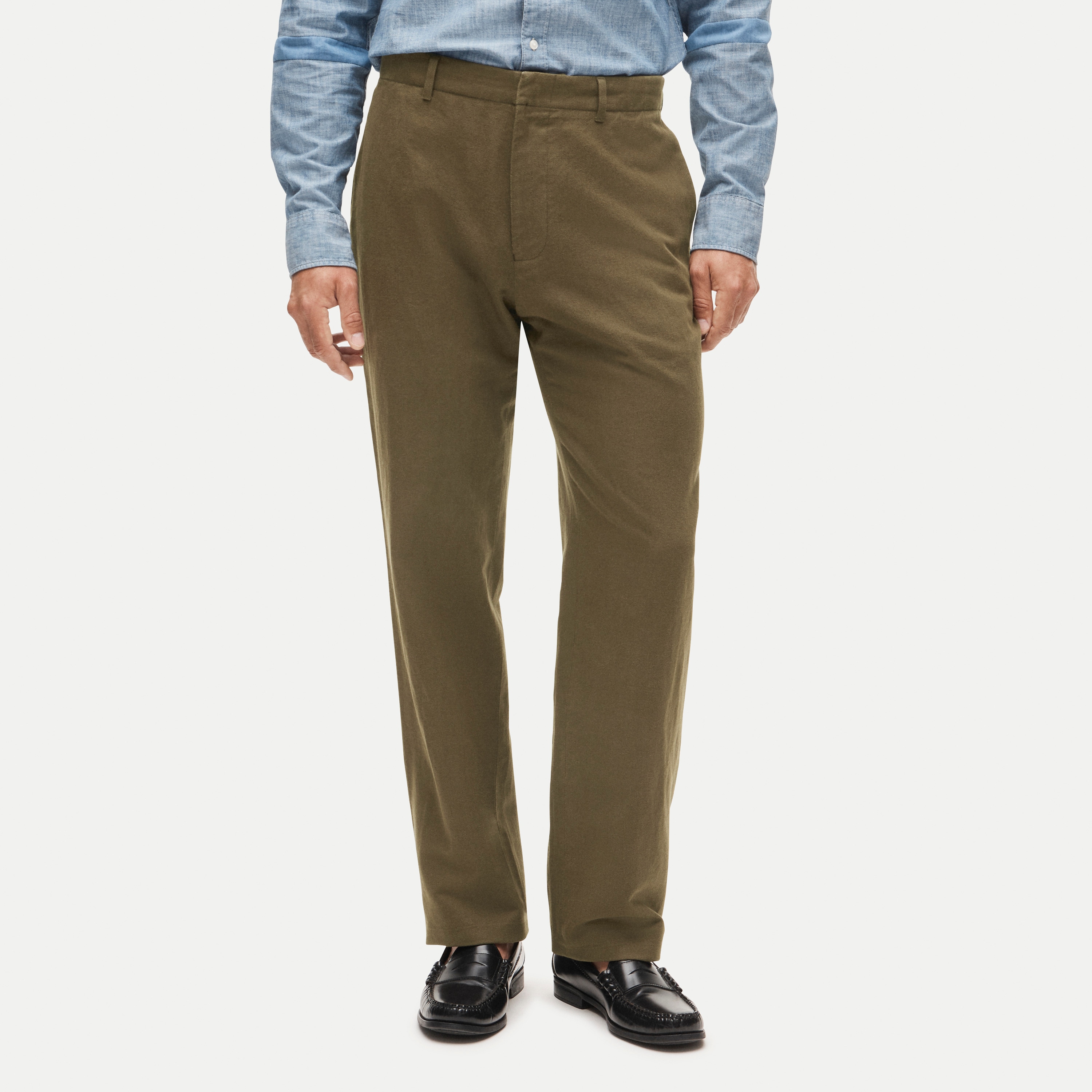 Relaxed-fit suit pant in Italian cotton-linen blend twill