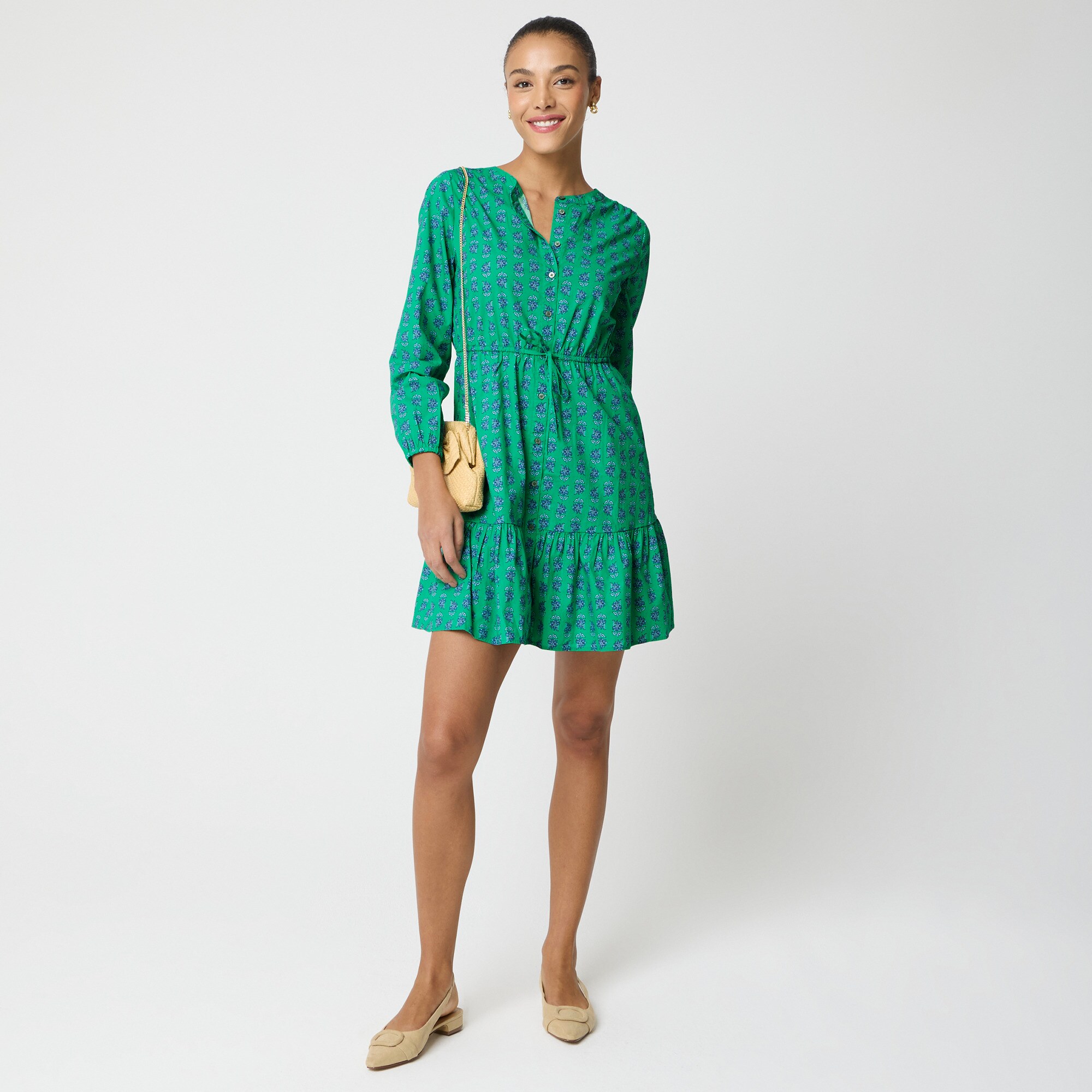 womens Long-sleeve mini shirt-dress