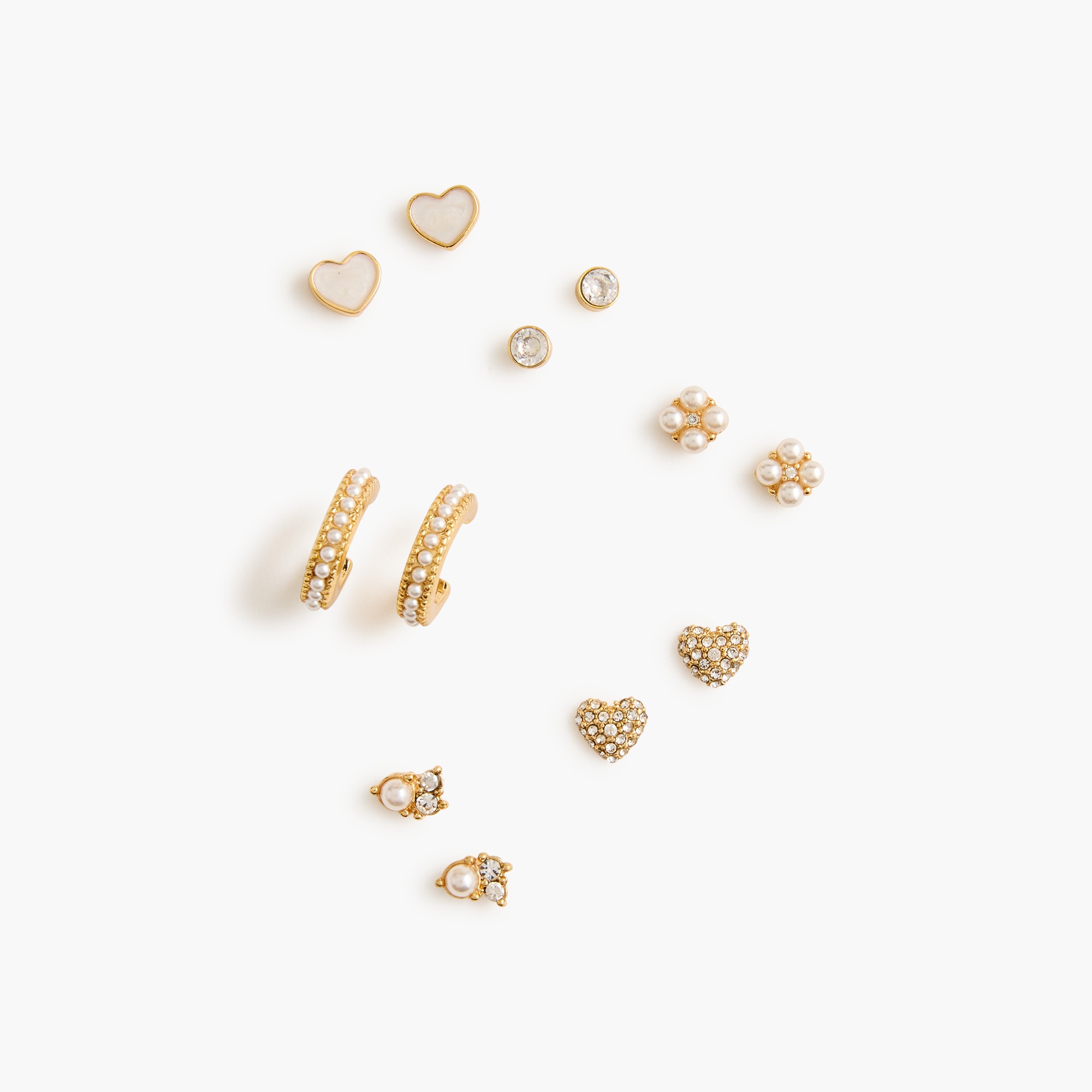 womens Pearl stud earrings pack-of-six