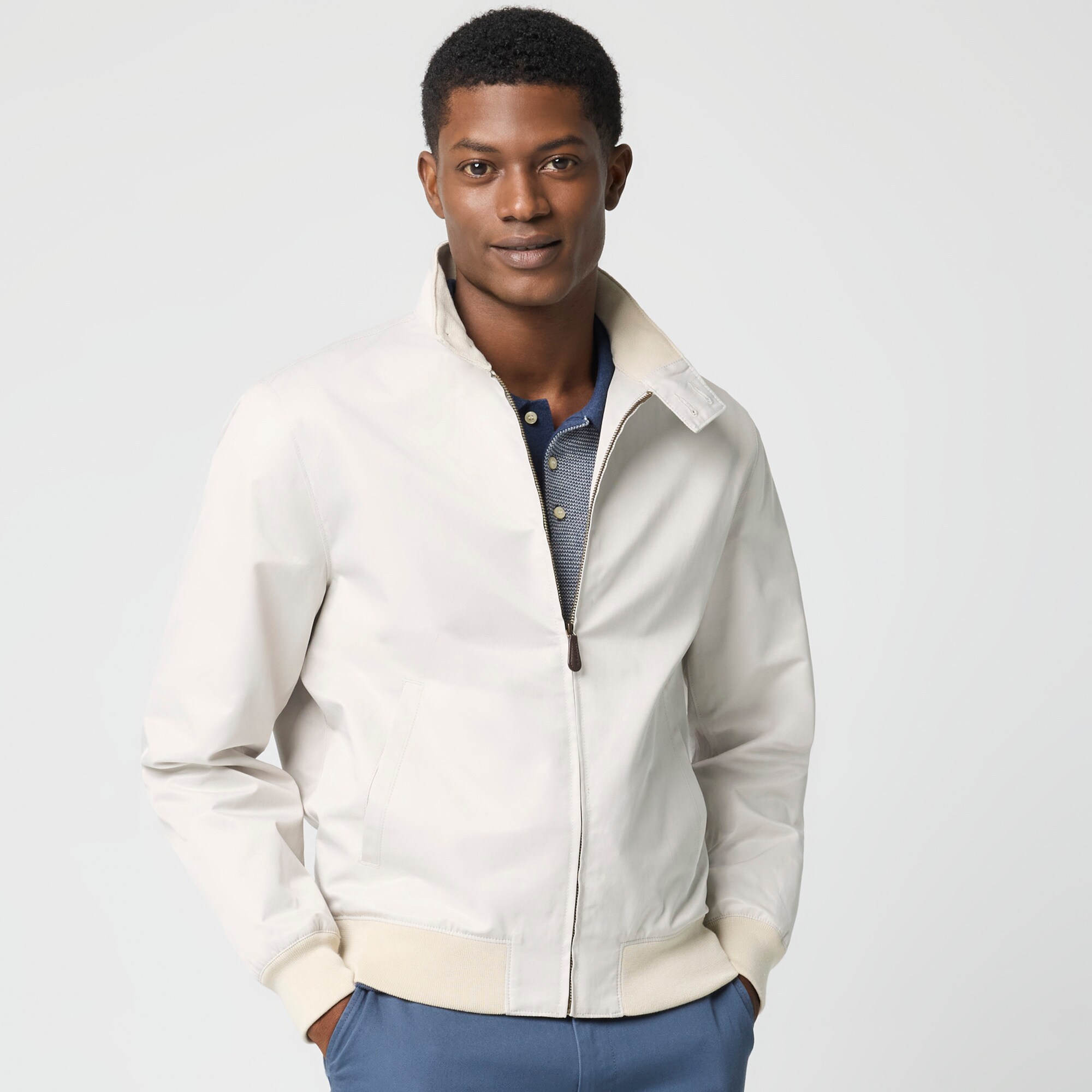 Cotton-blend Harrington jacket