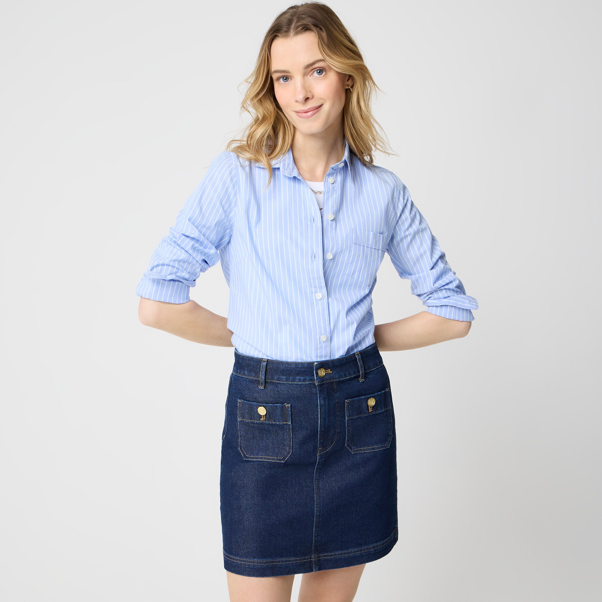 Denim patch-pocket Lizzie skirt