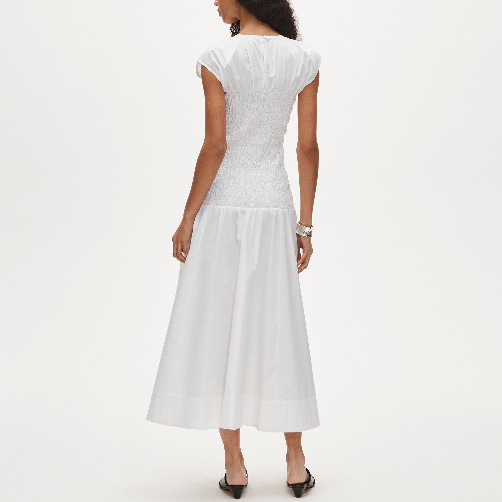 Smocked dress in cotton poplin