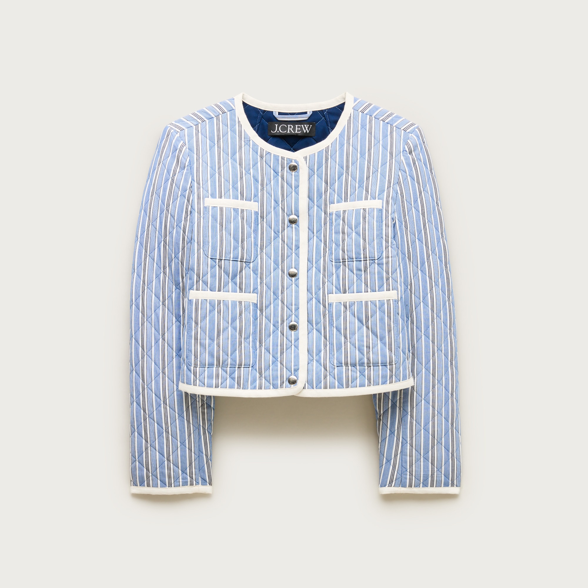 Quilted Lady Jacket In Striped Cotton For Women | J.Crew