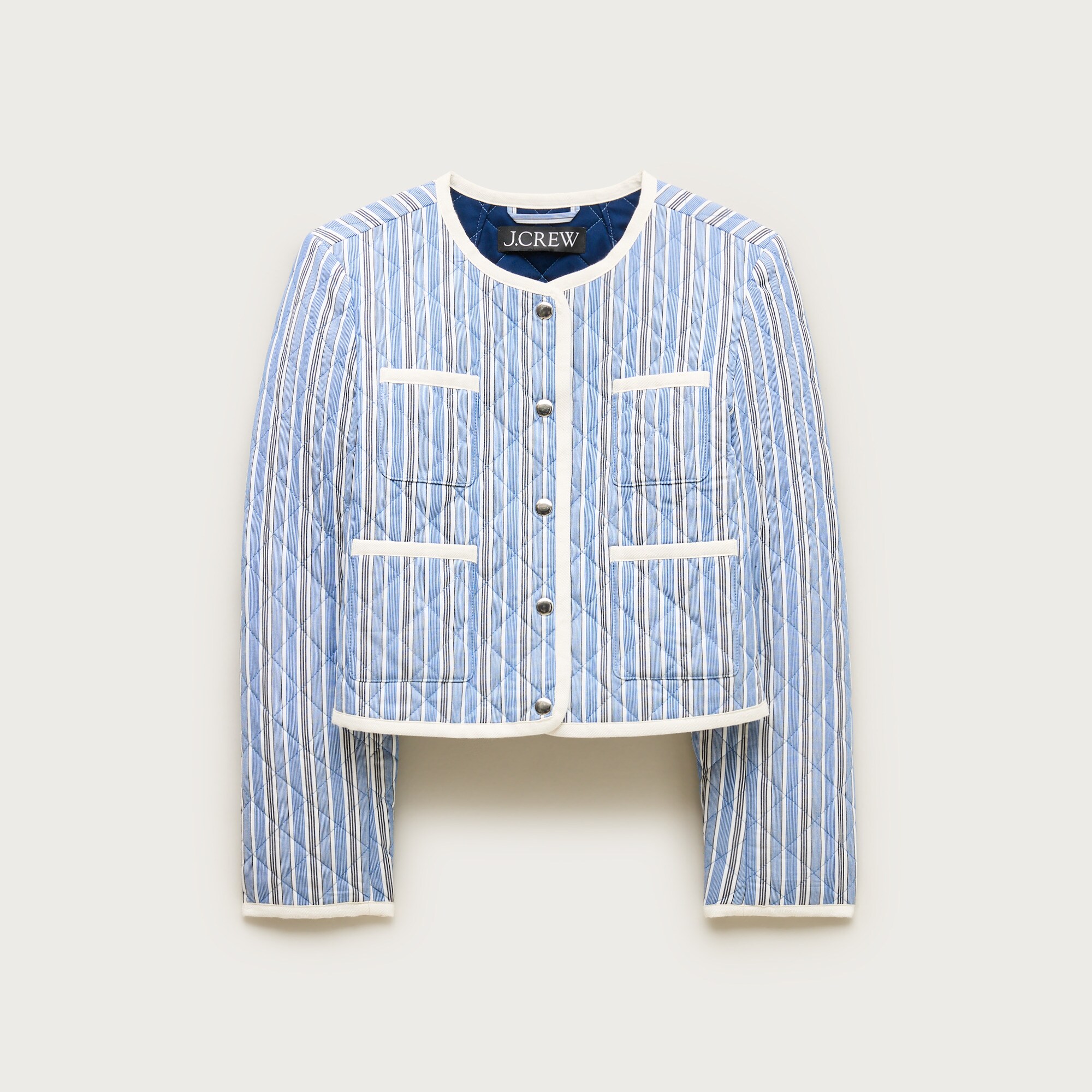 Quilted lady jacket in striped cotton