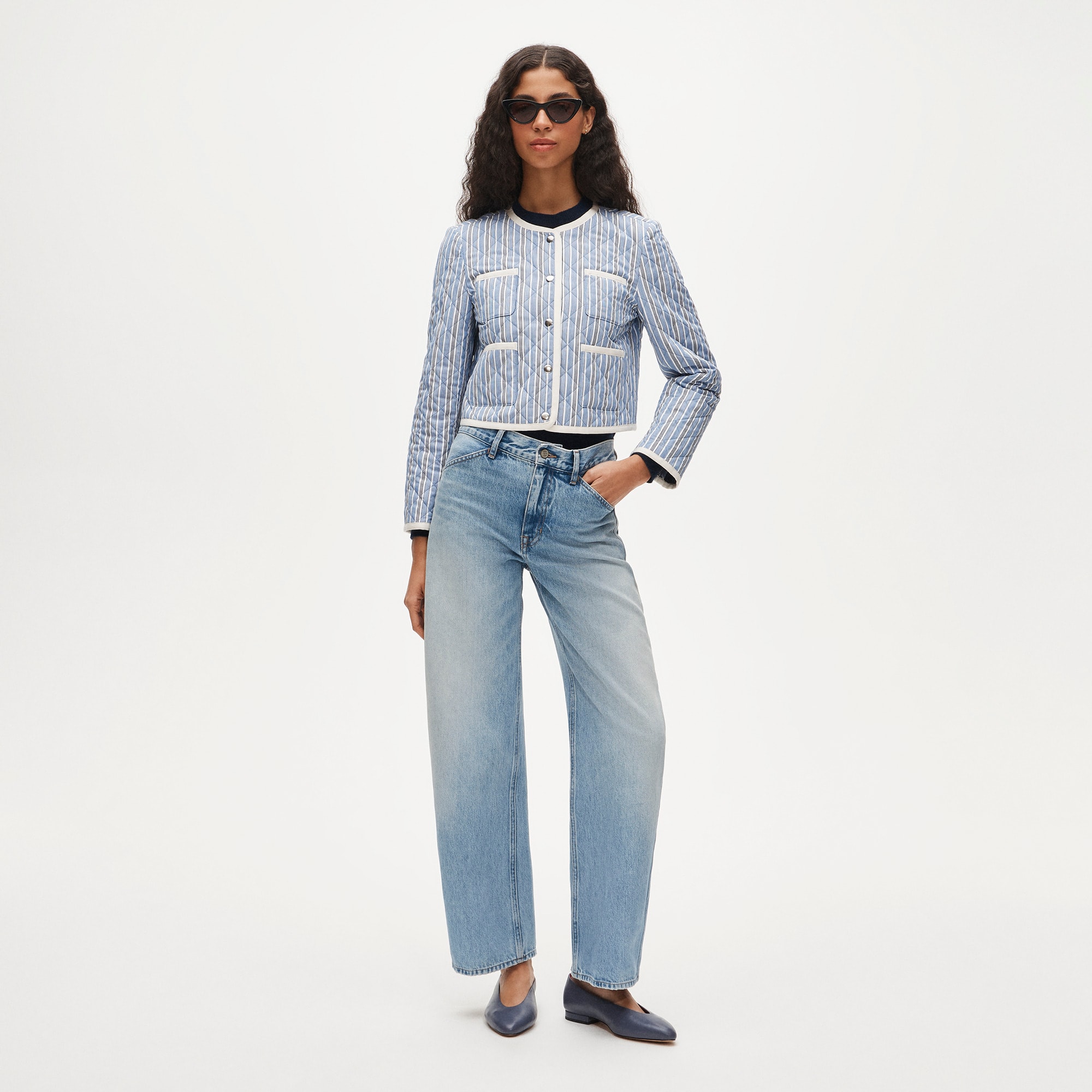 Quilted lady jacket in striped cotton - image 3