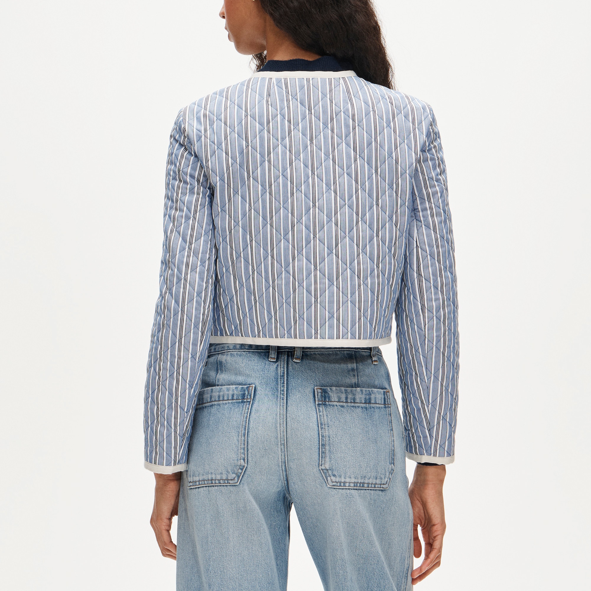 Quilted lady jacket in striped cotton - image 5