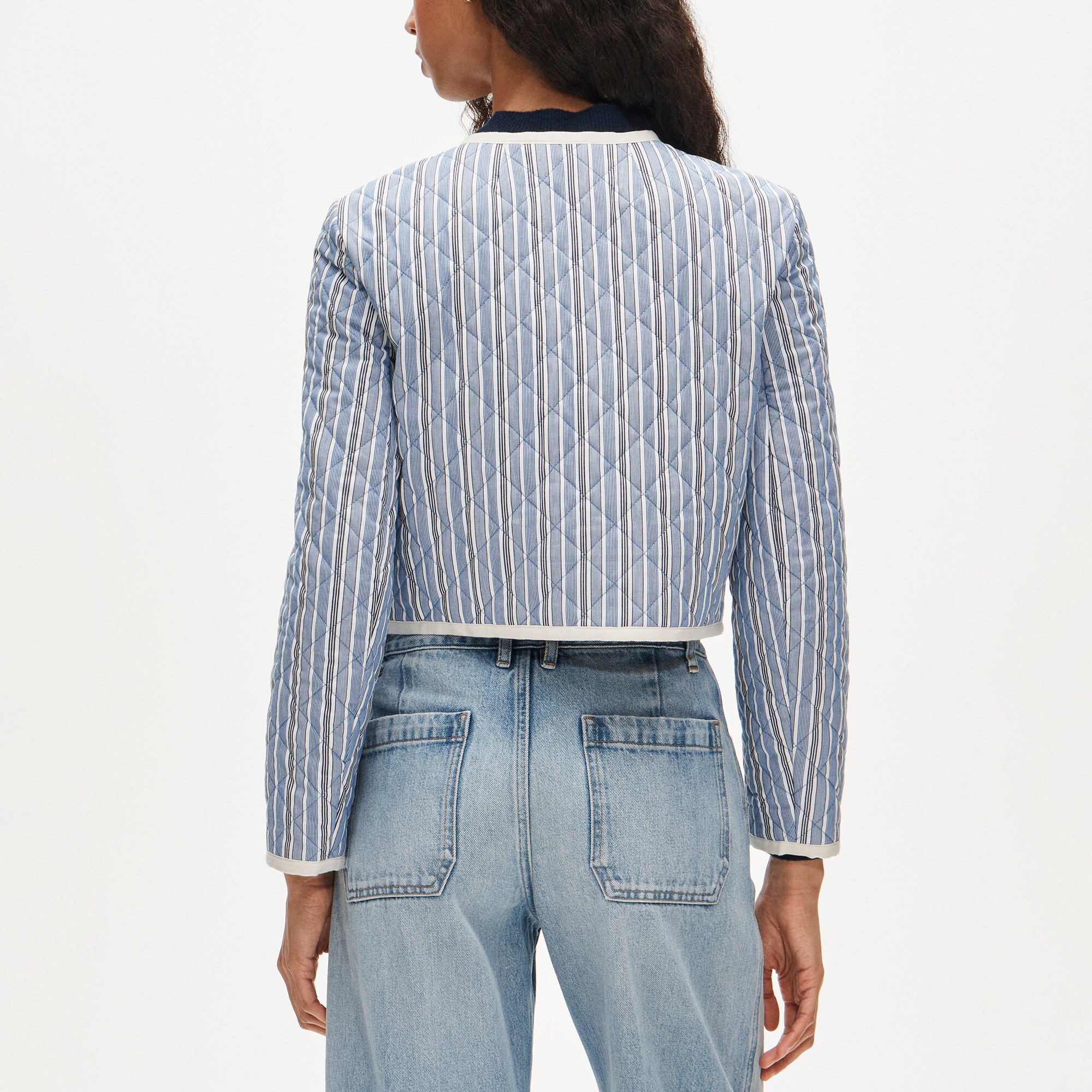 Quilted lady jacket in striped cotton