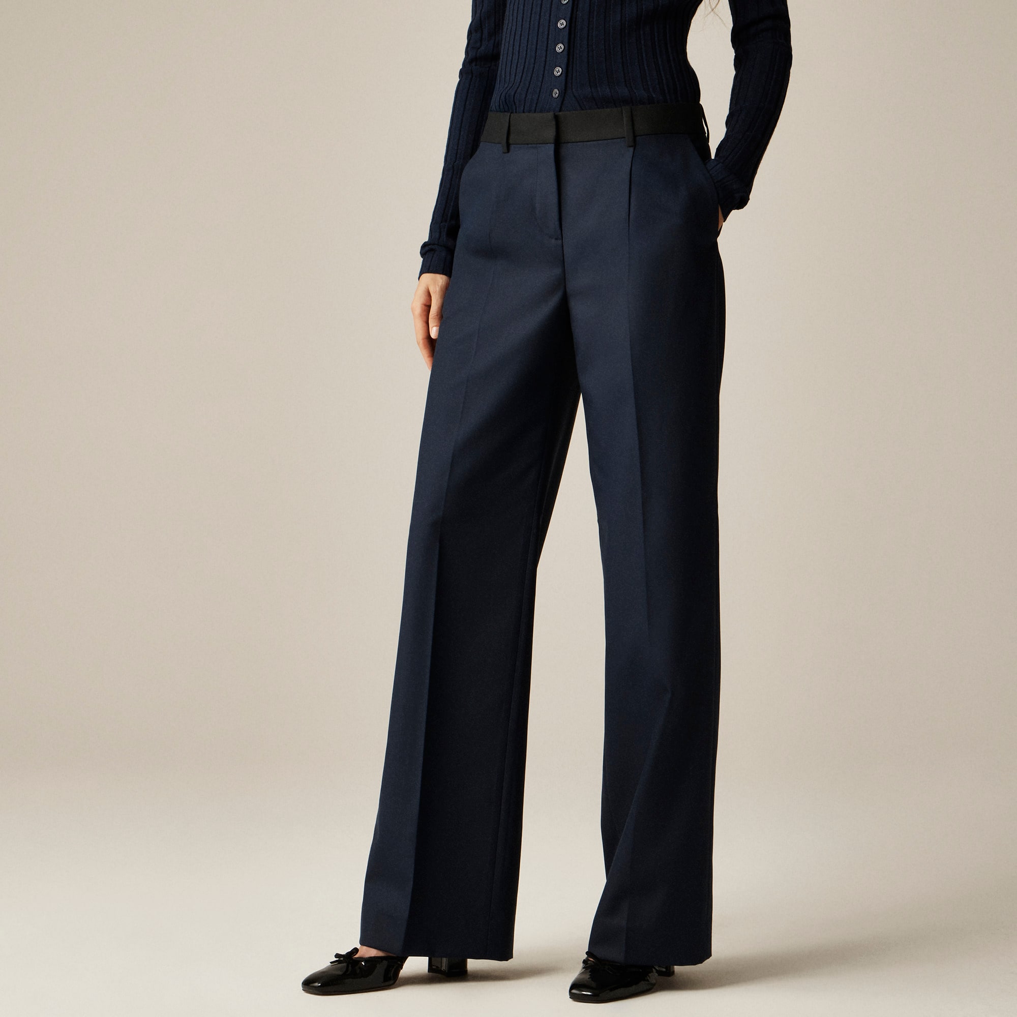 Relaxed-fit pleated pant in wool blend - image 3