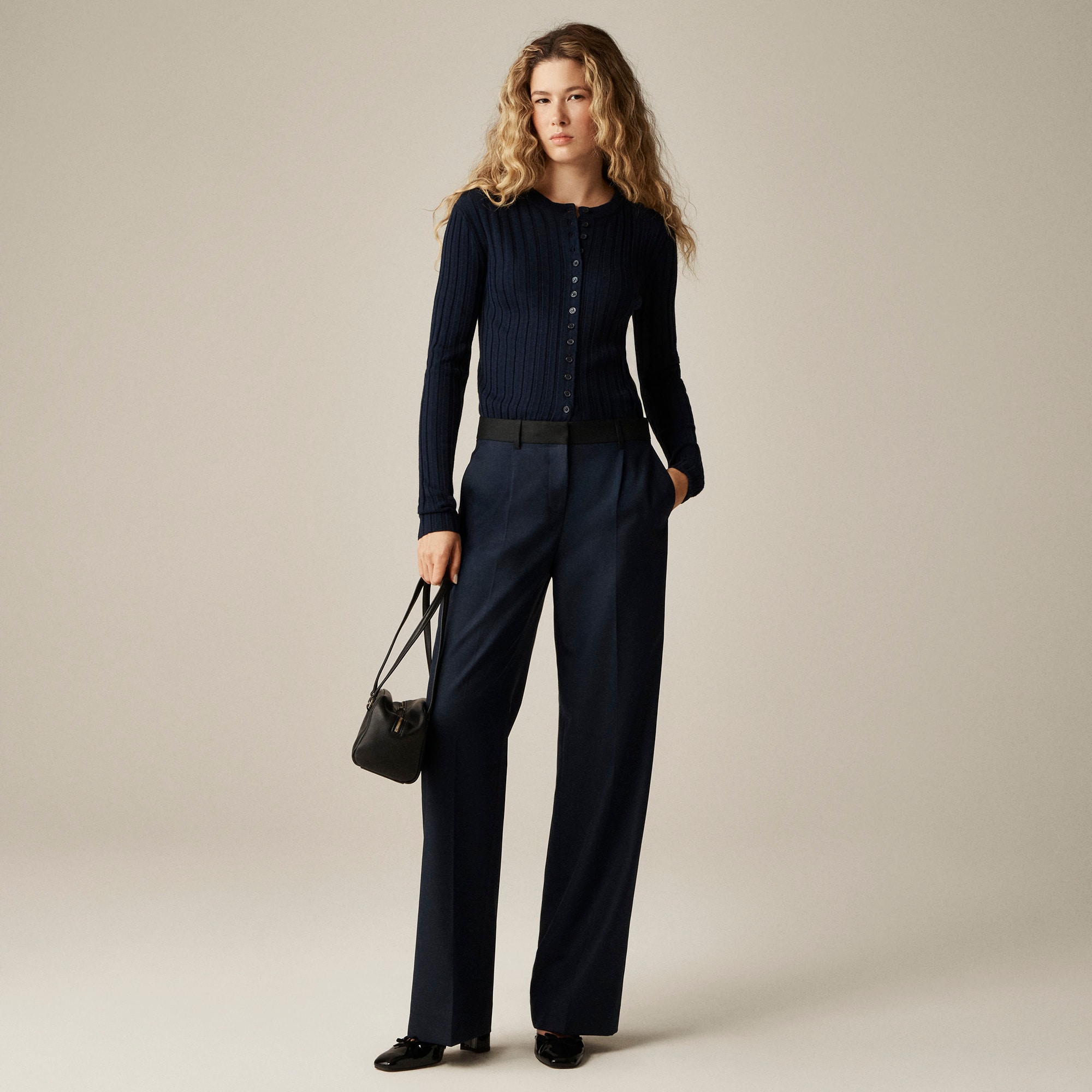 womens Relaxed-fit pleated pant in wool blend