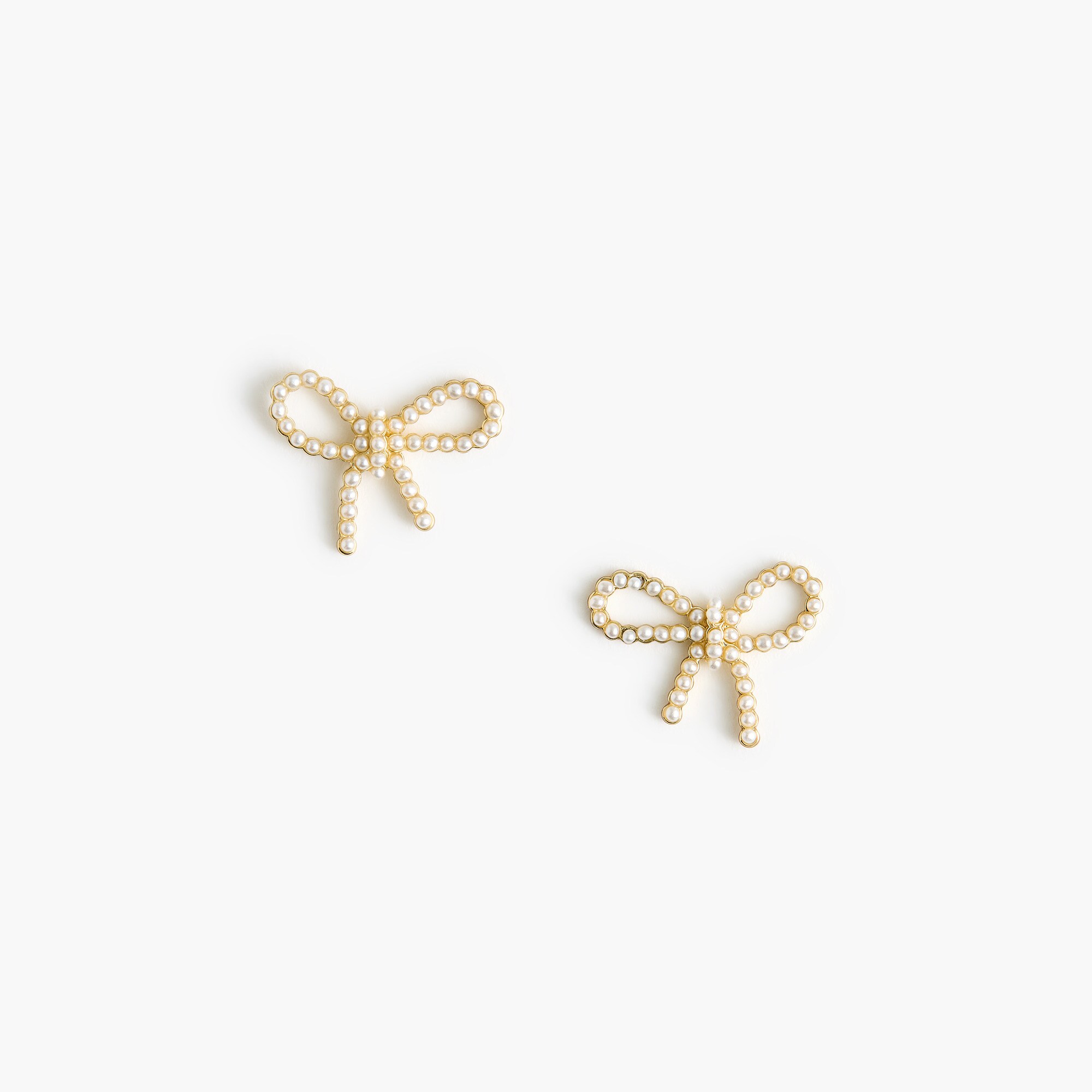 pearl bow stud earrings for women
