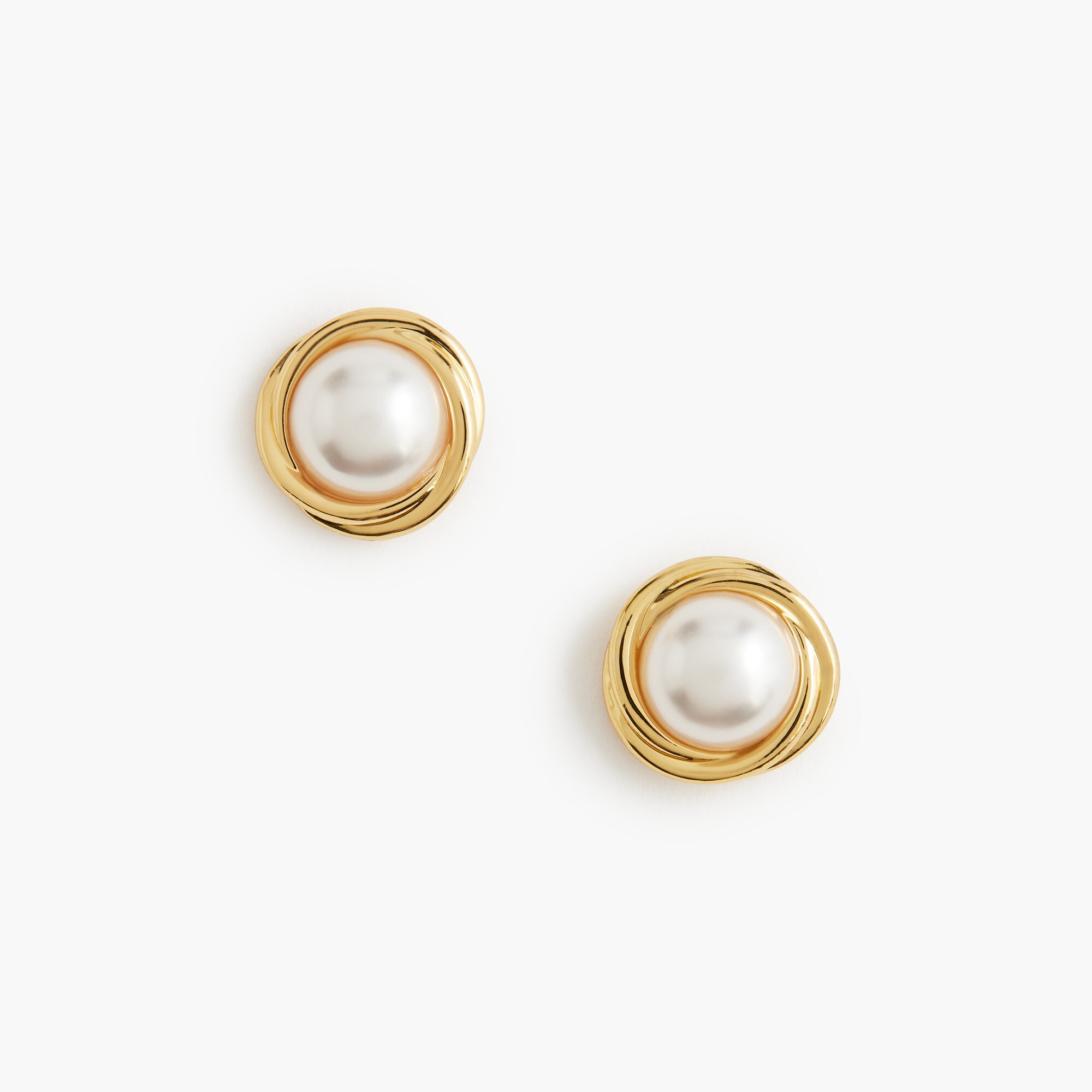 womens Gold basket-pearl studs