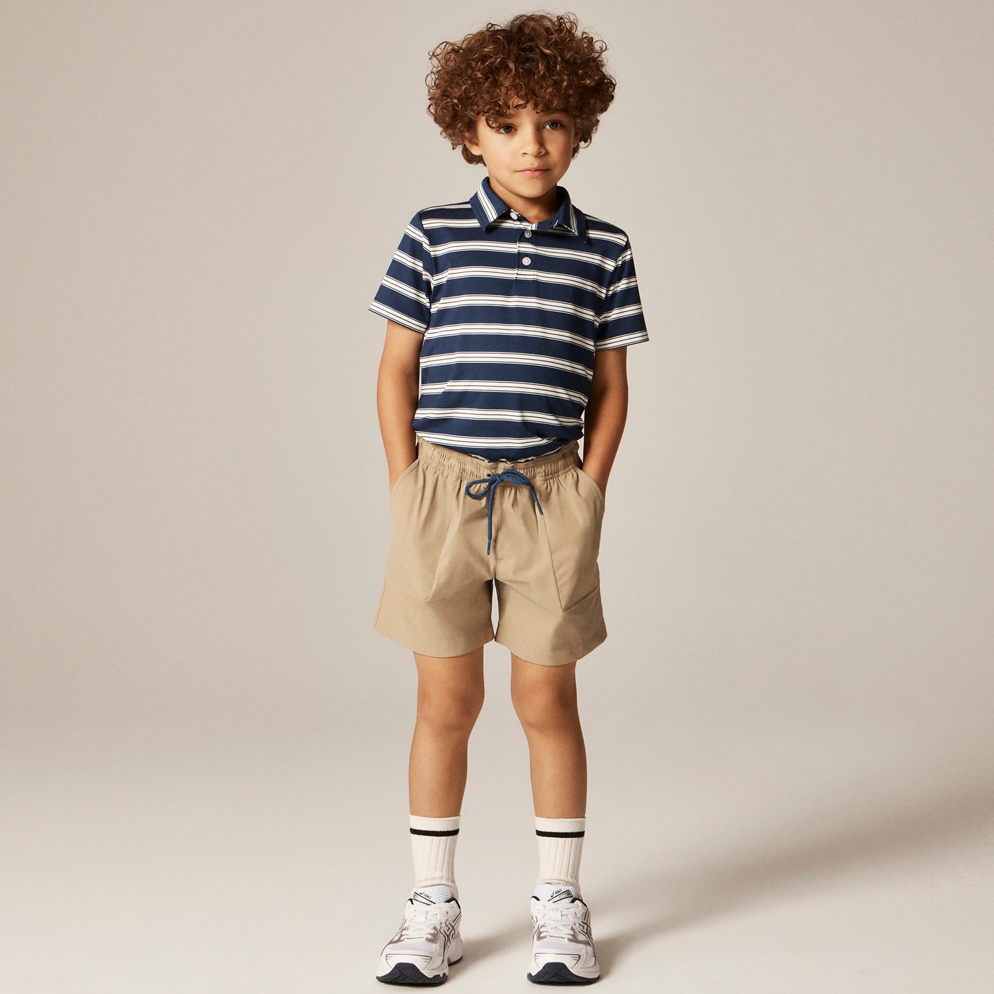 Kids' short-sleeve active polo shirt in stripe