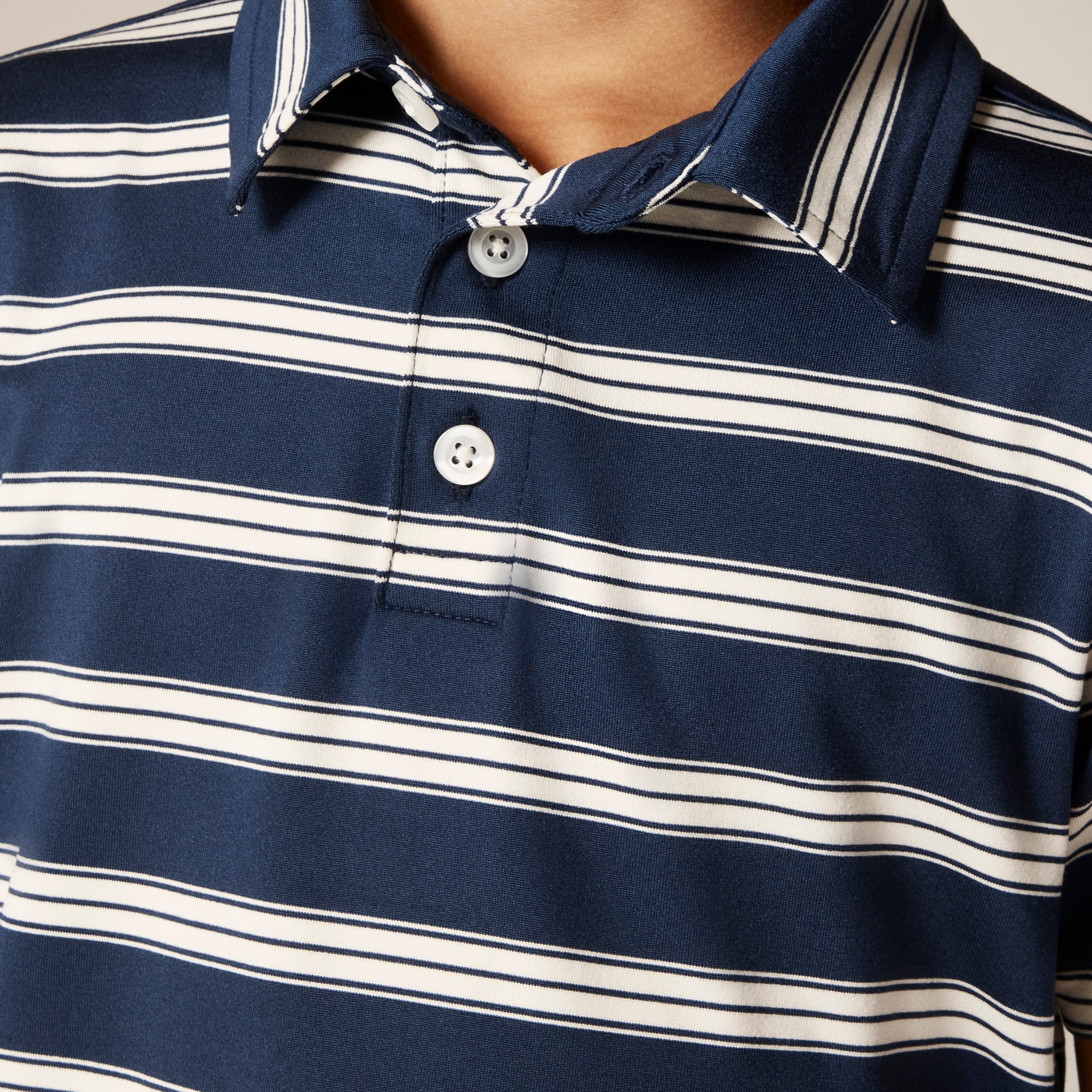Kids' short-sleeve active polo shirt in stripe