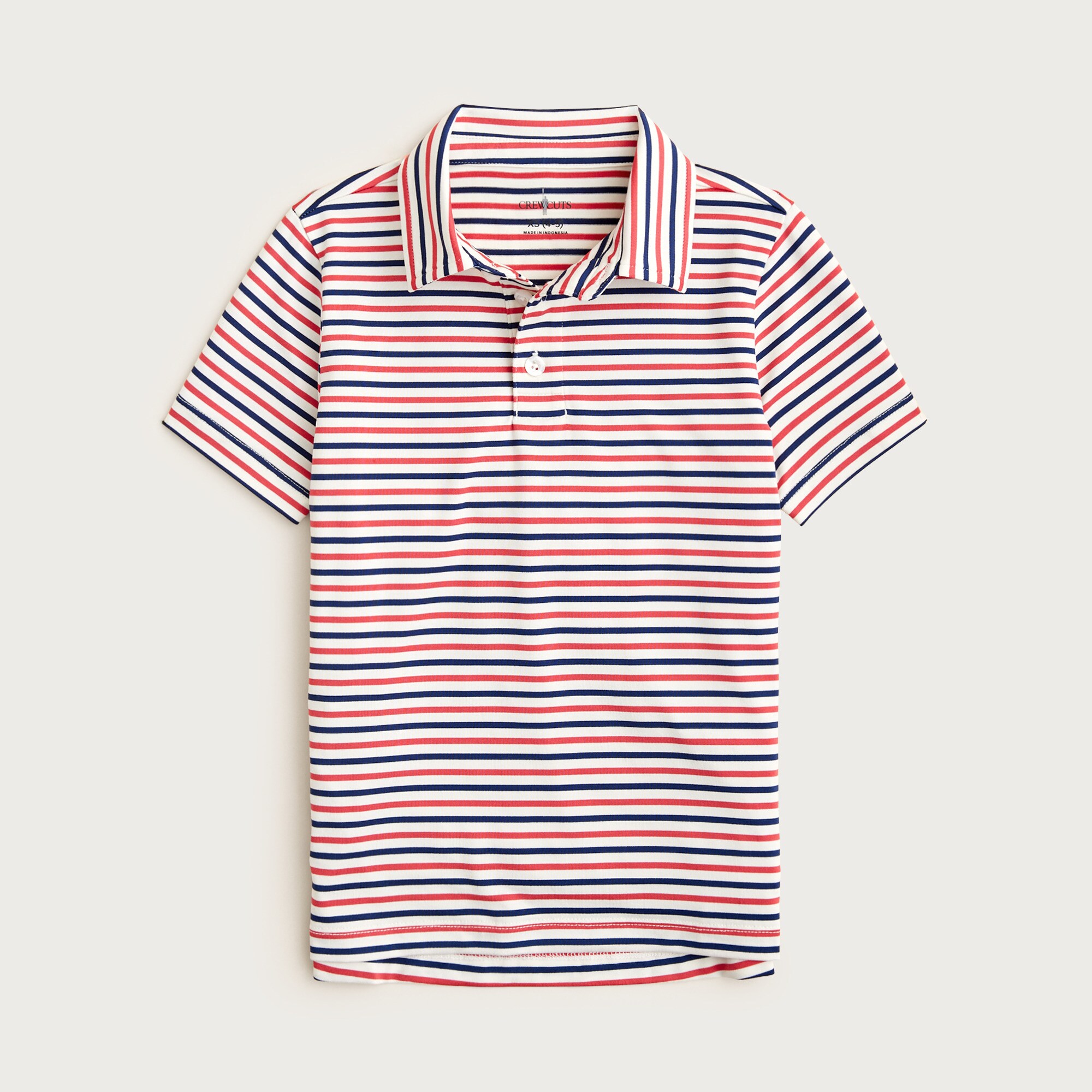 Kids' short-sleeve active polo shirt in stripe