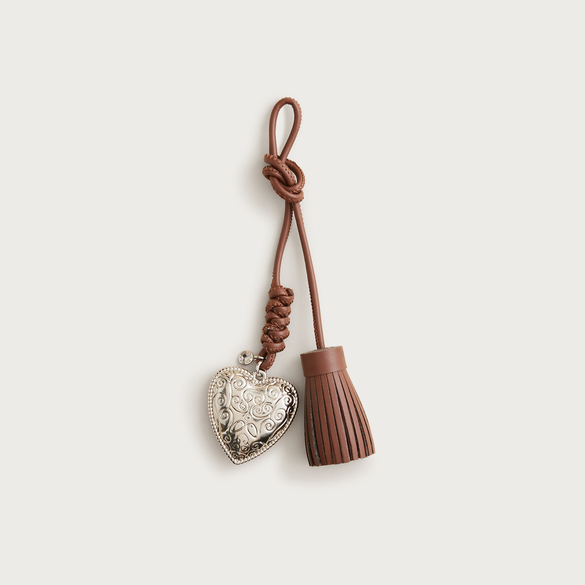 Beaded heart tassel bag charm
