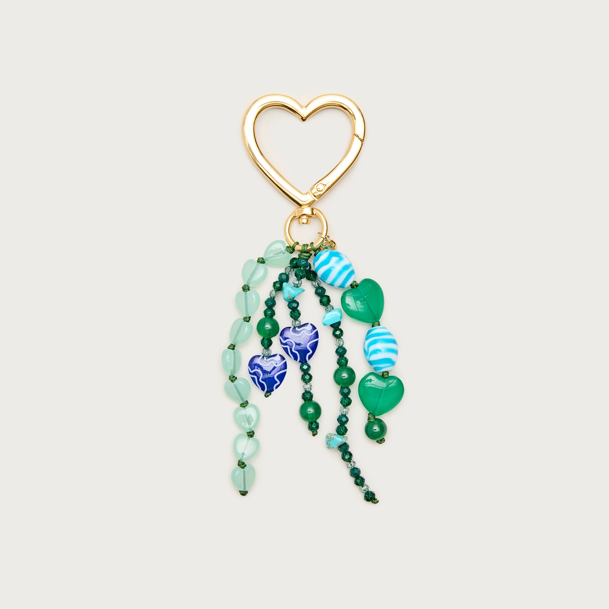 womens Carabiner beaded heart bag charm