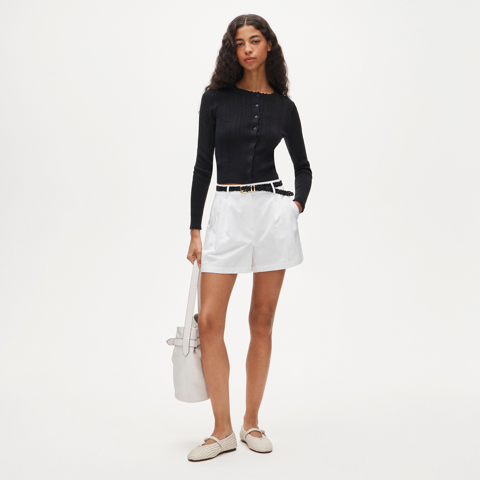 Pleated short in cotton-nylon blend - image 2