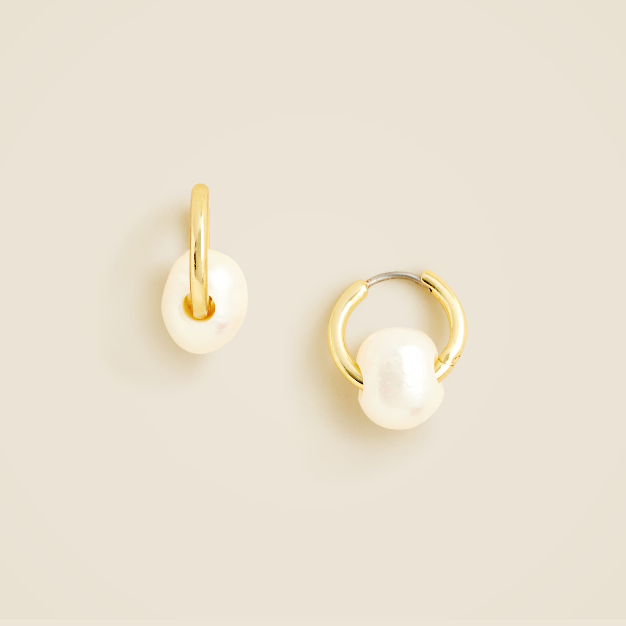 Freshwater pearl huggie hoop earrings