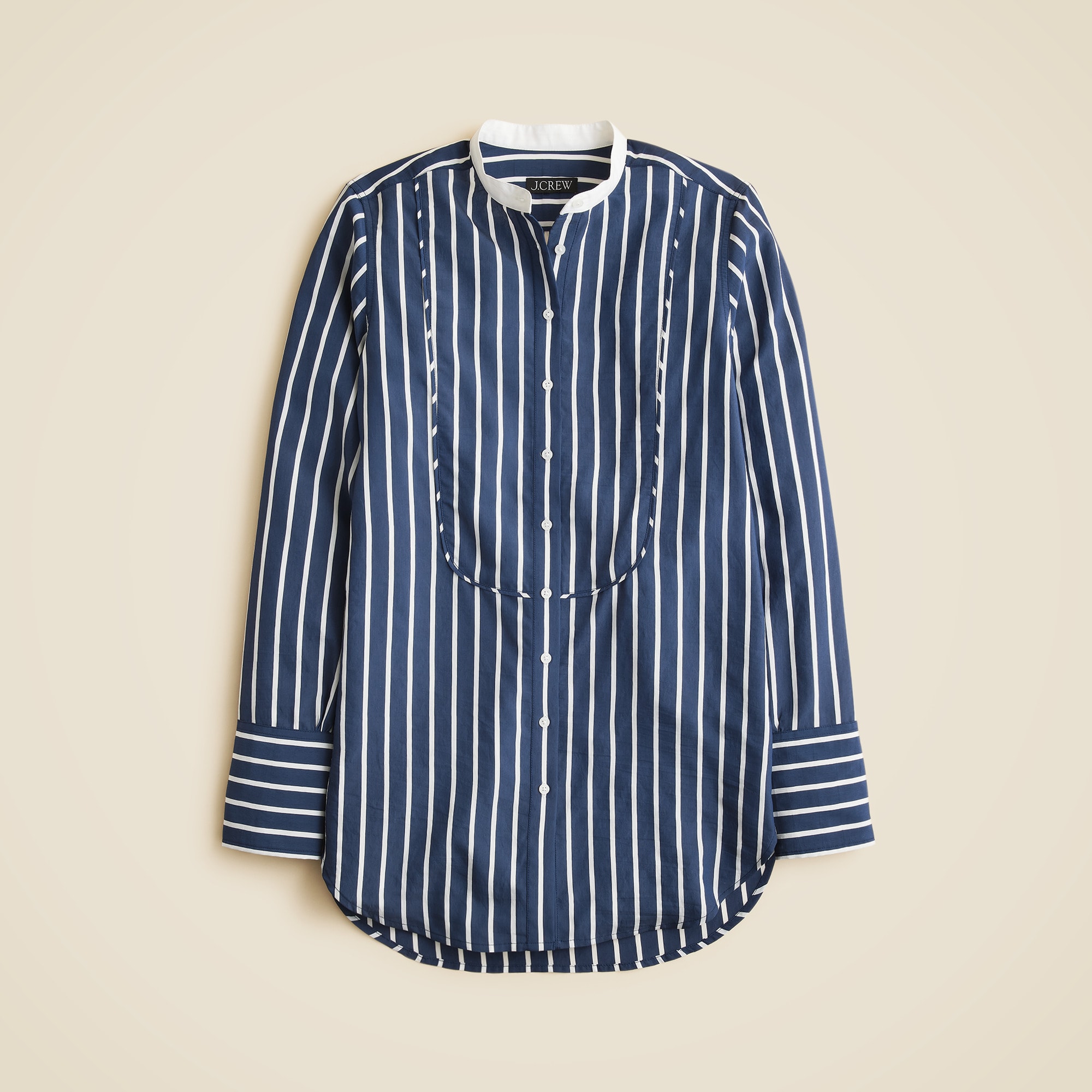 Tuxedo-bib Button-up Shirt In Stripe For Women | J.Crew