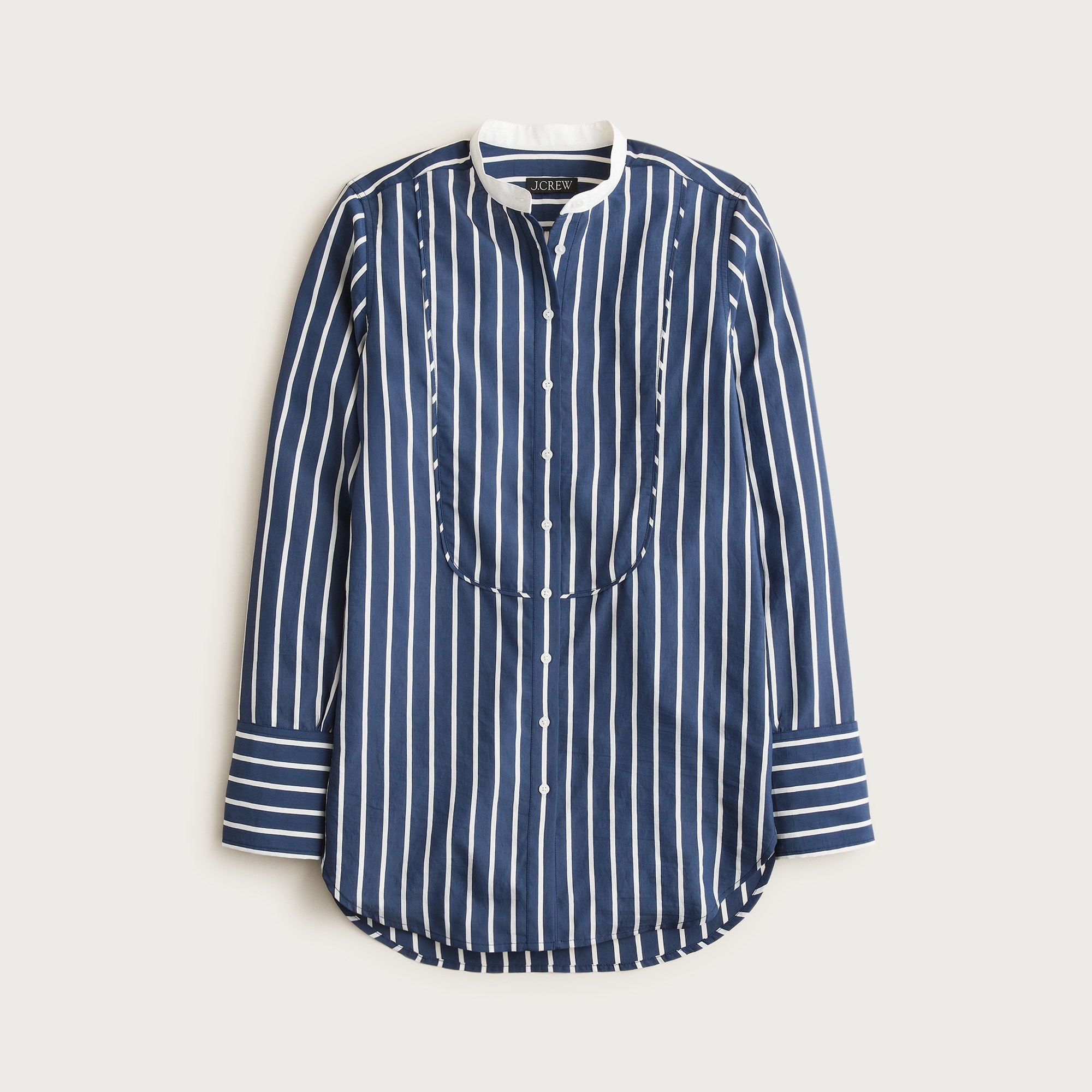 Tuxedo-bib button-up shirt in stripe