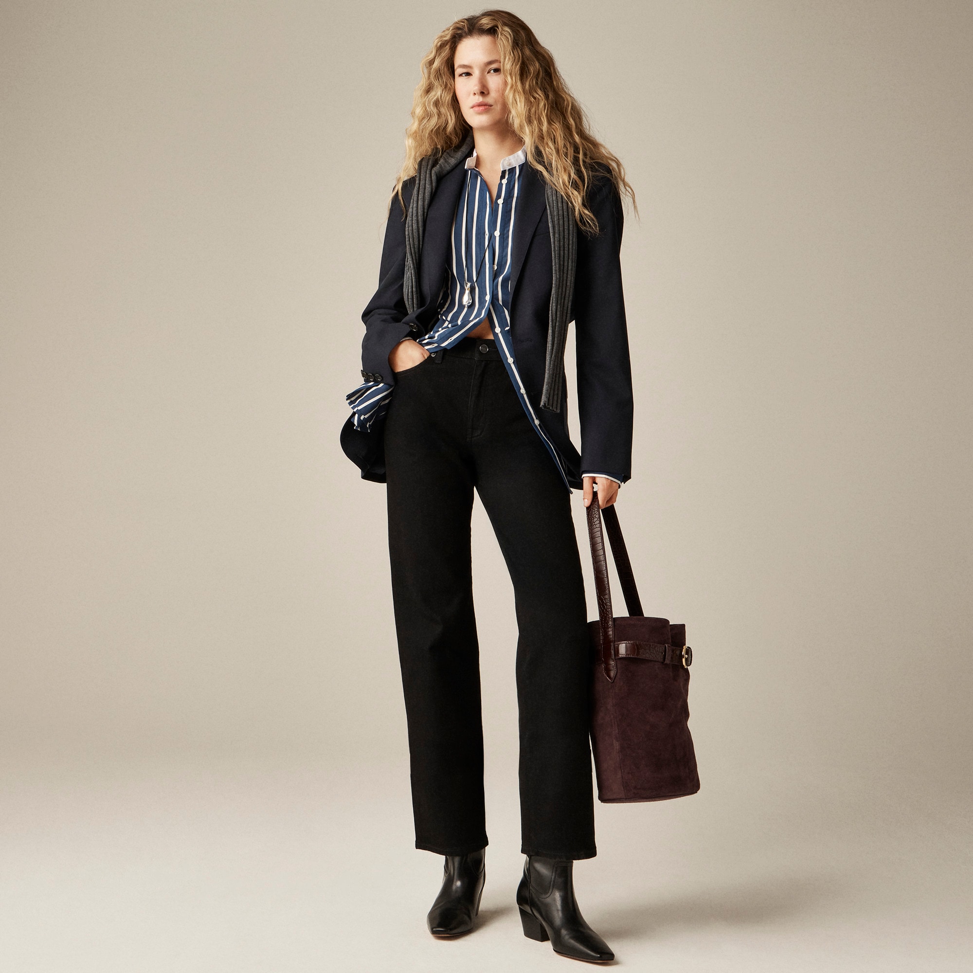 Tuxedo-bib button-up shirt in stripe - image 3
