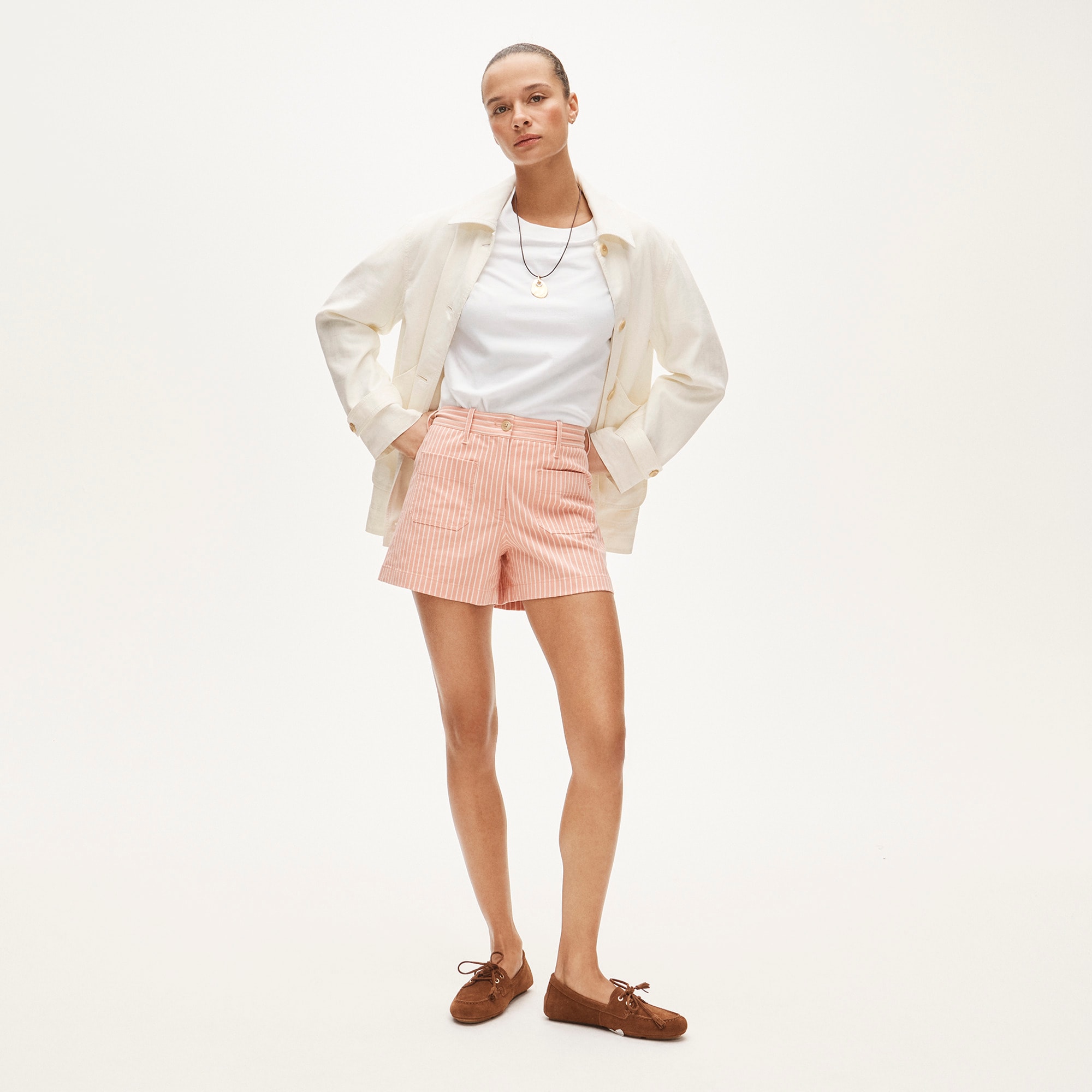 Patch-pocket chino short in stripe - image 3