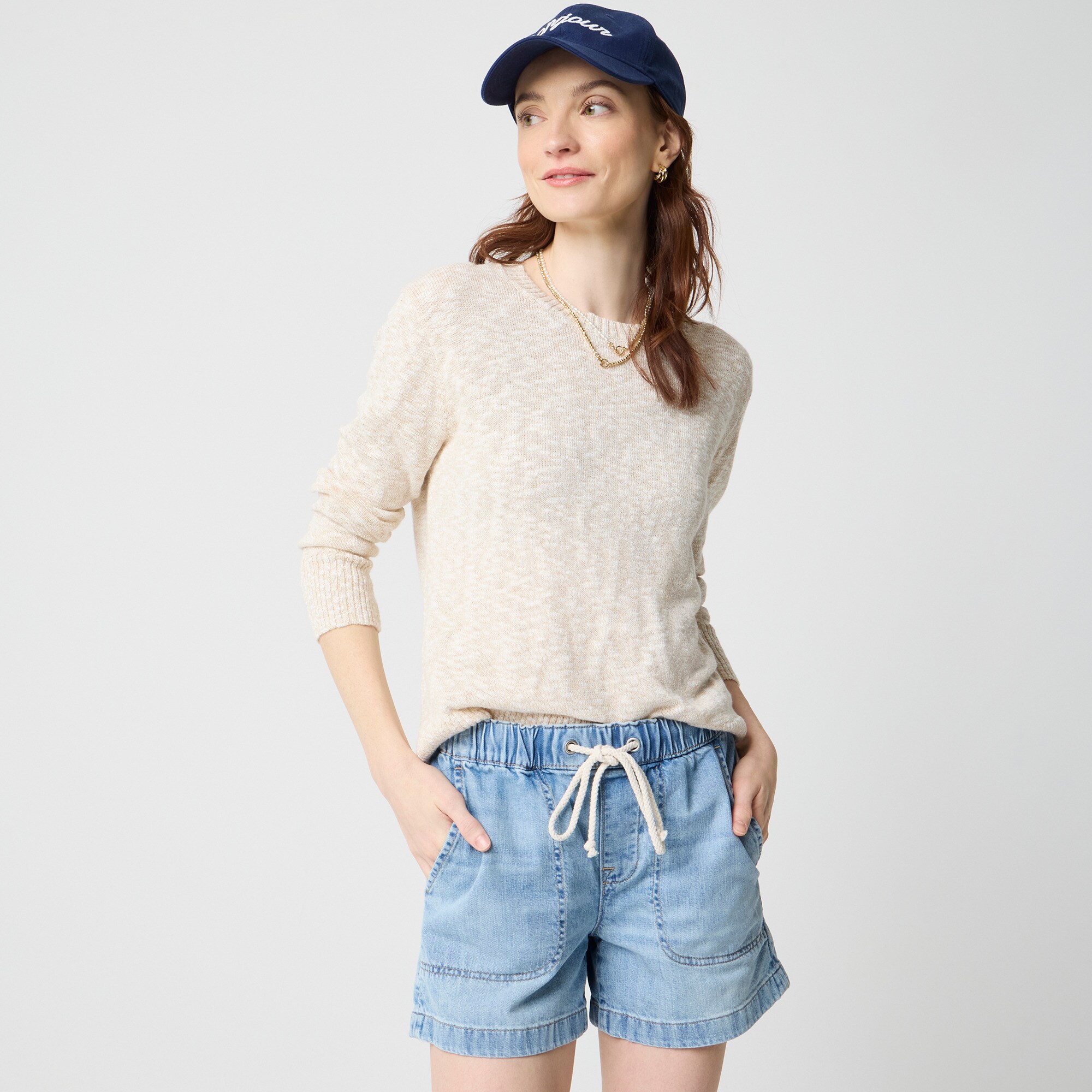 Drawstring denim short