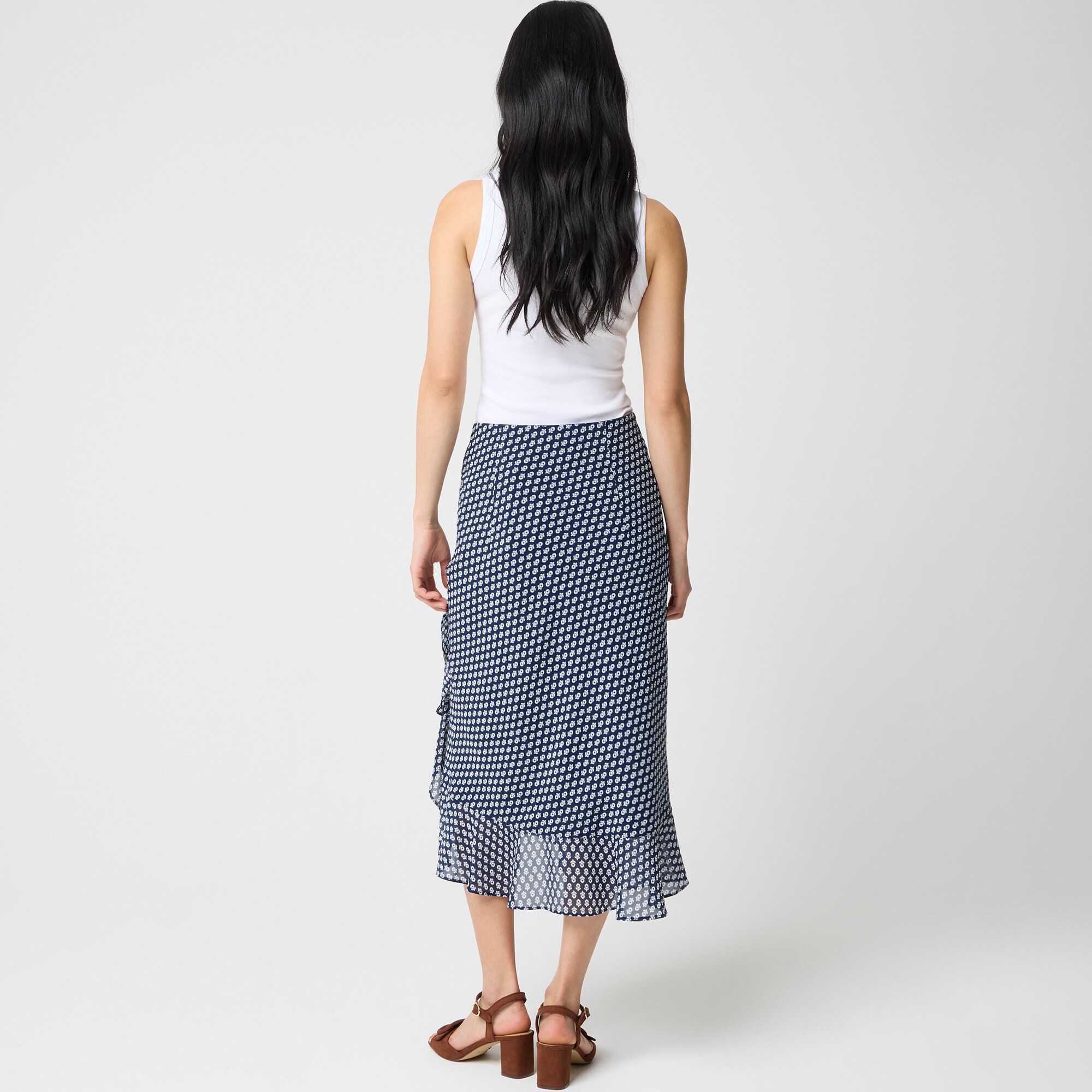 Ruffle-hem slip skirt