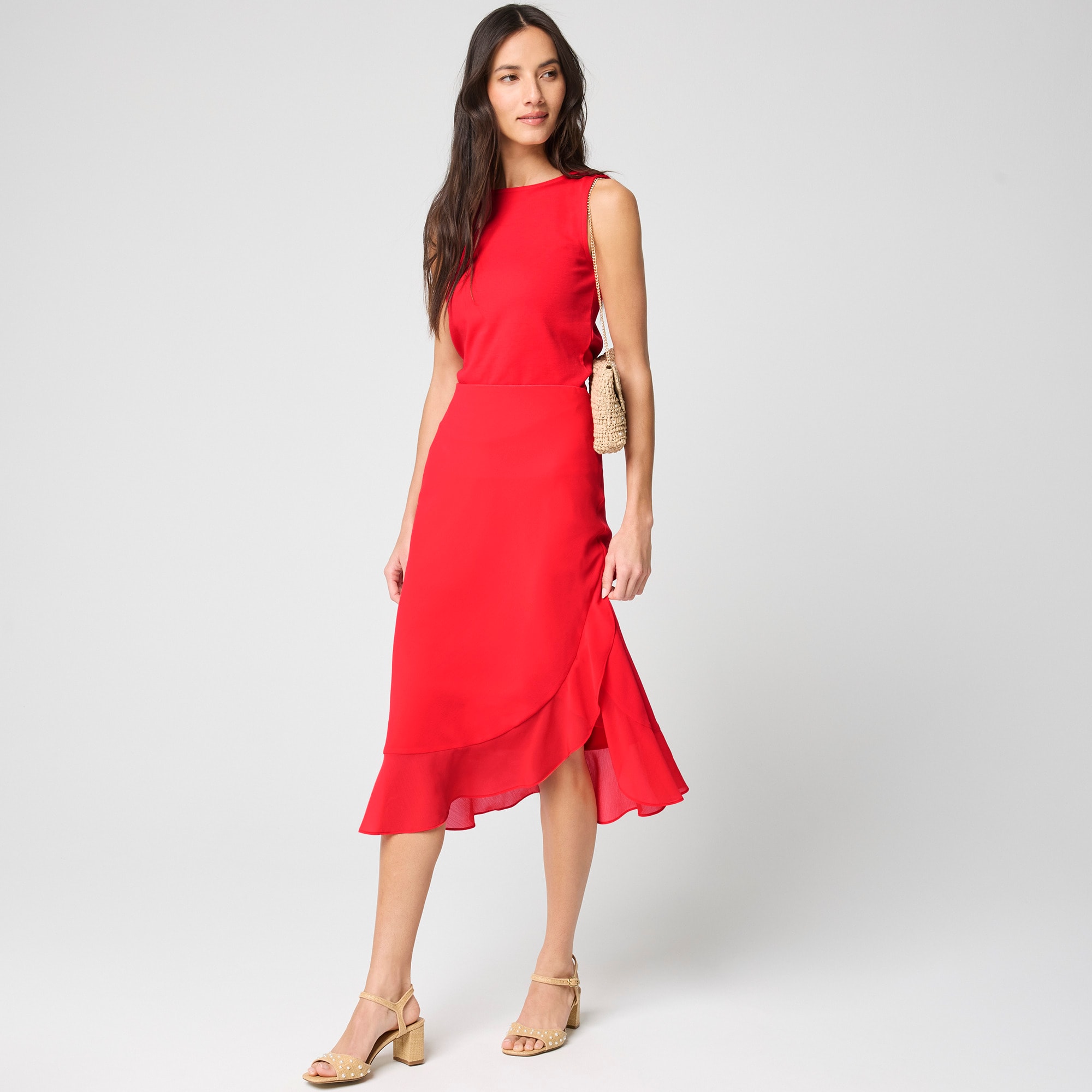 Ruffle-hem slip skirt