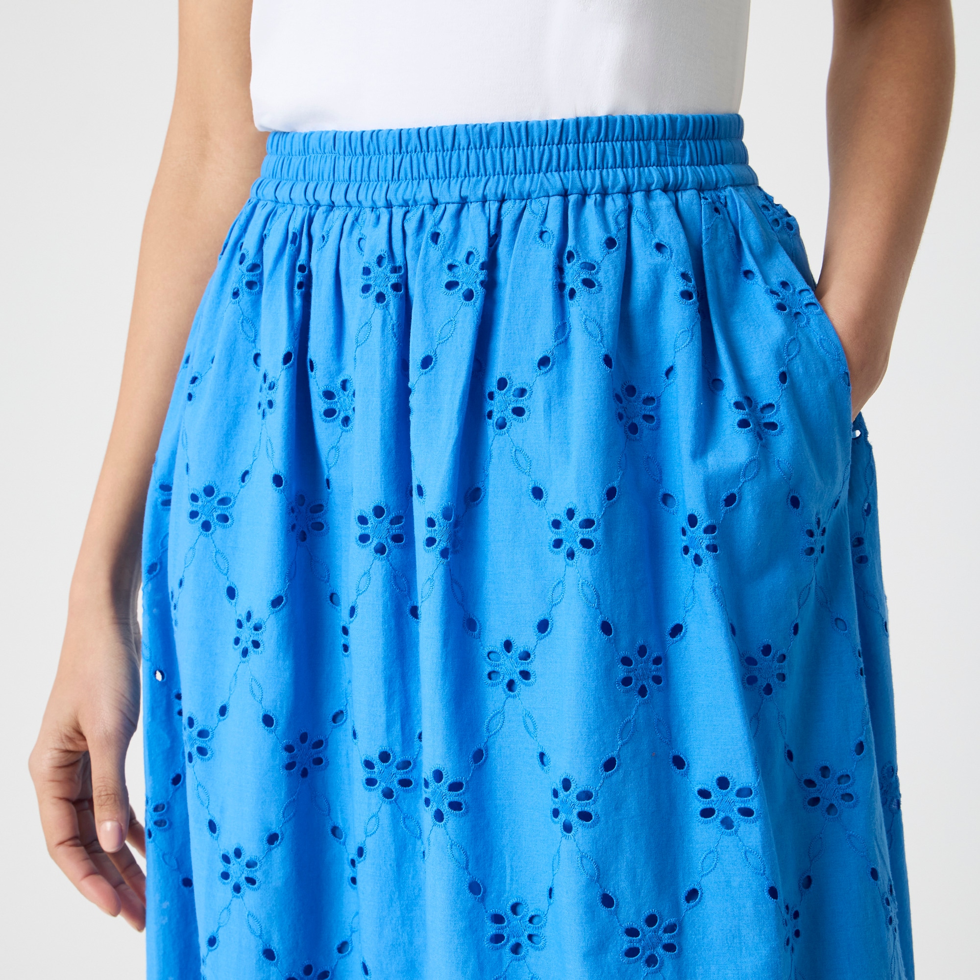 Eyelet midi skirt