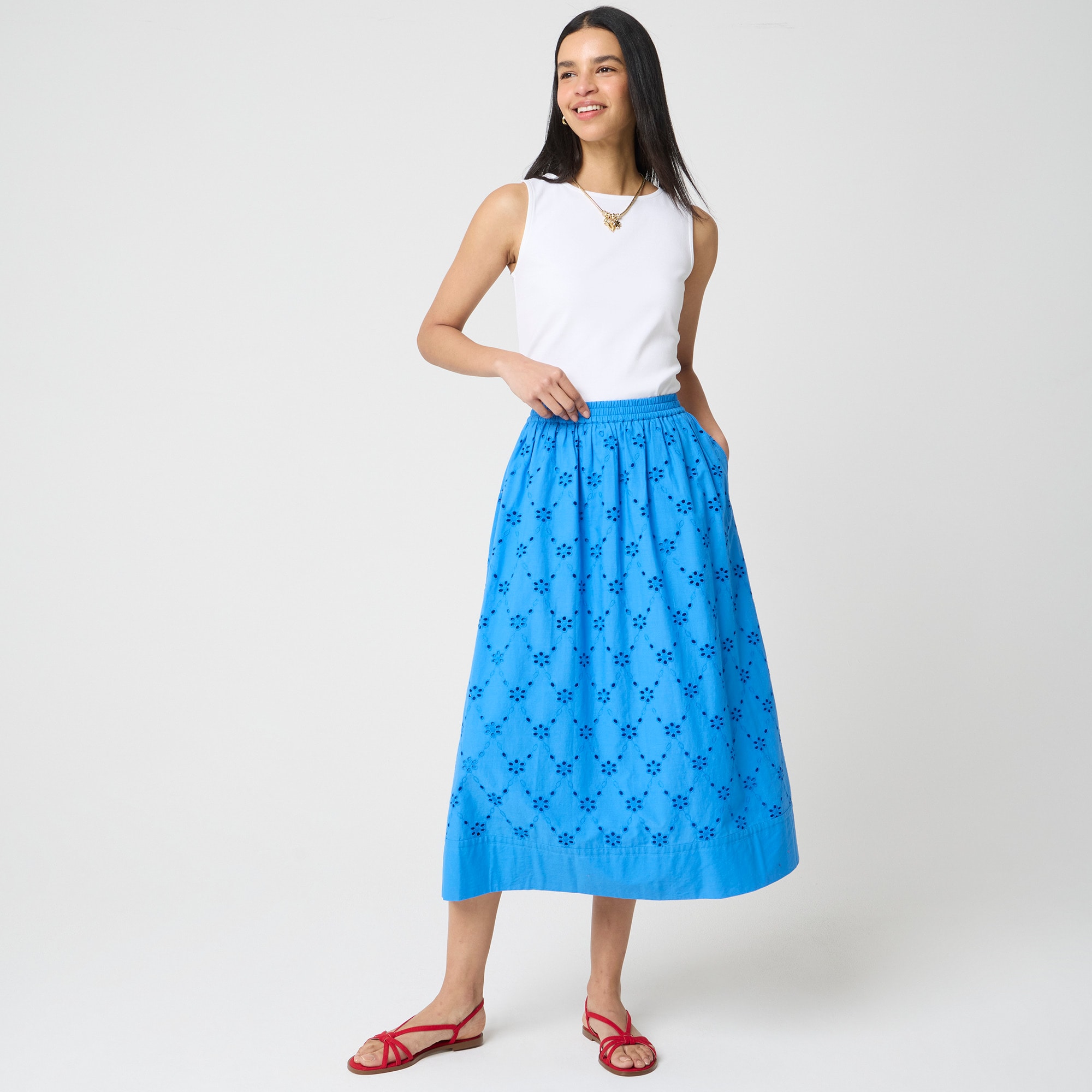 womens Eyelet midi skirt