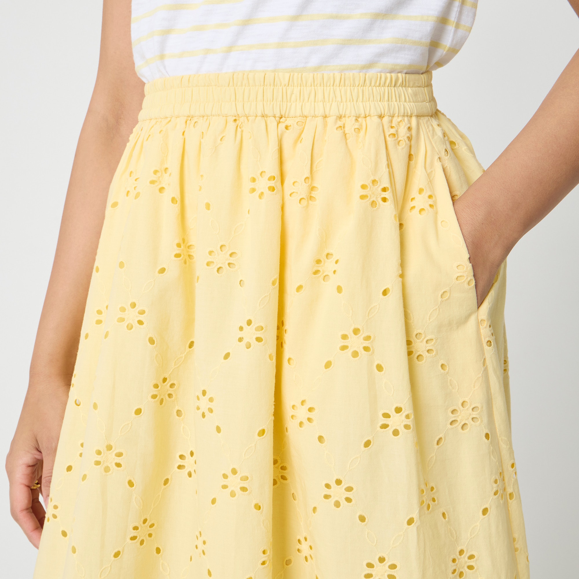 Petite eyelet midi skirt