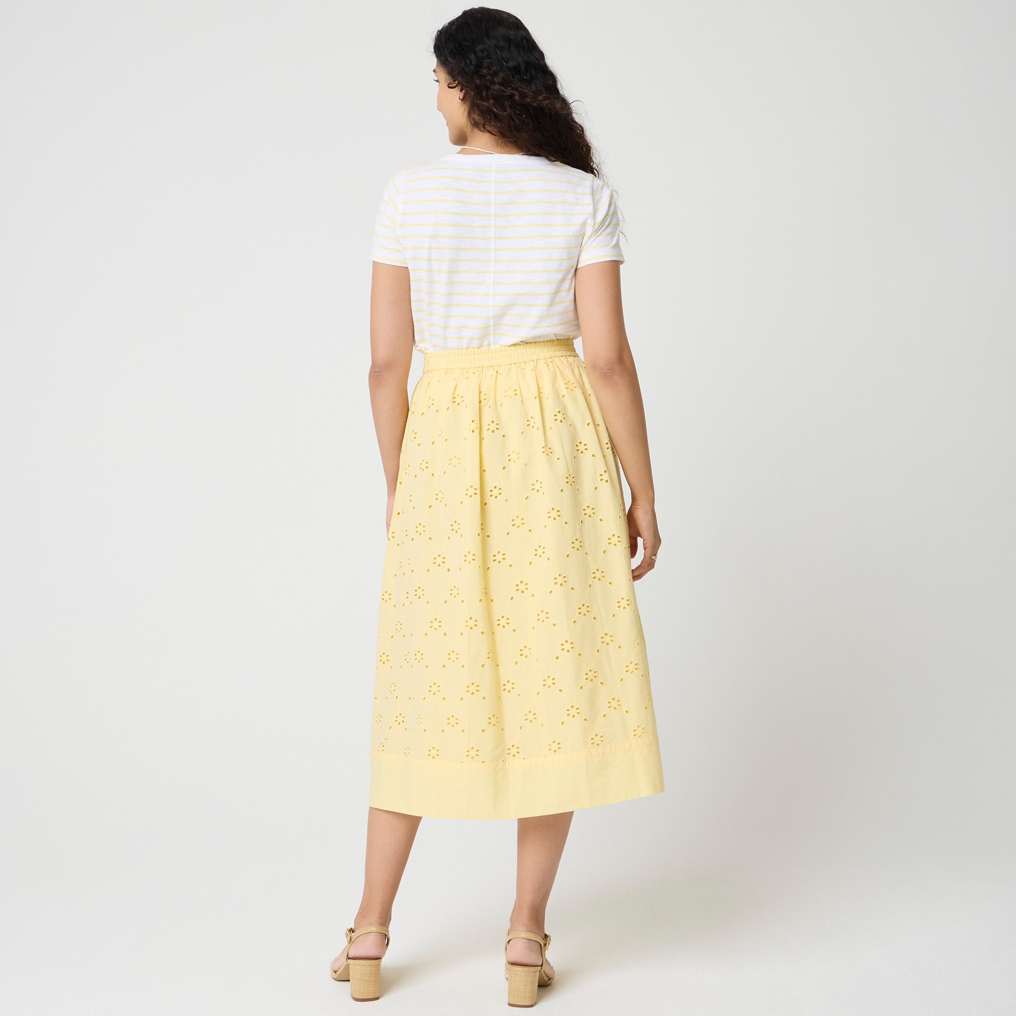 Eyelet midi skirt