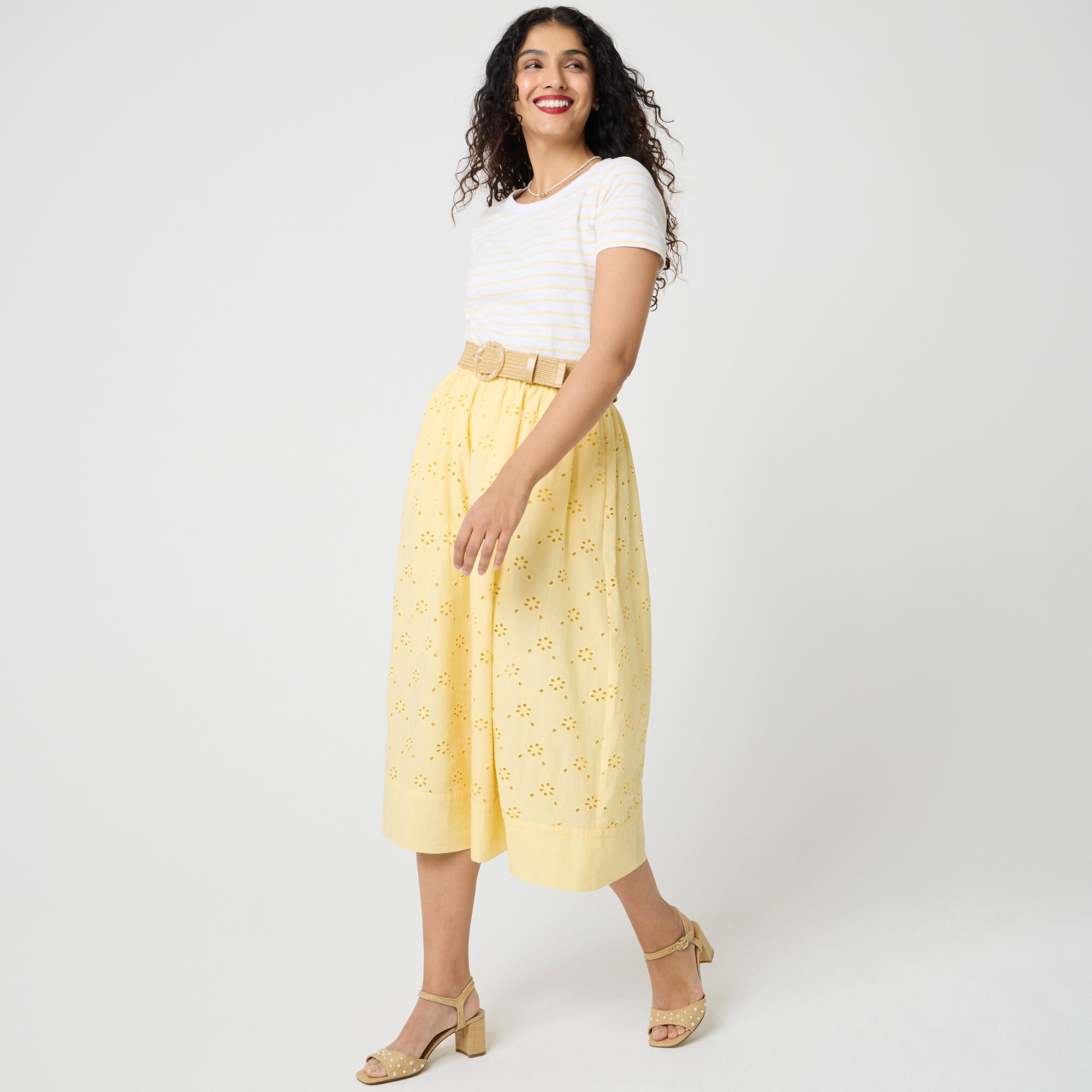 Petite eyelet midi skirt