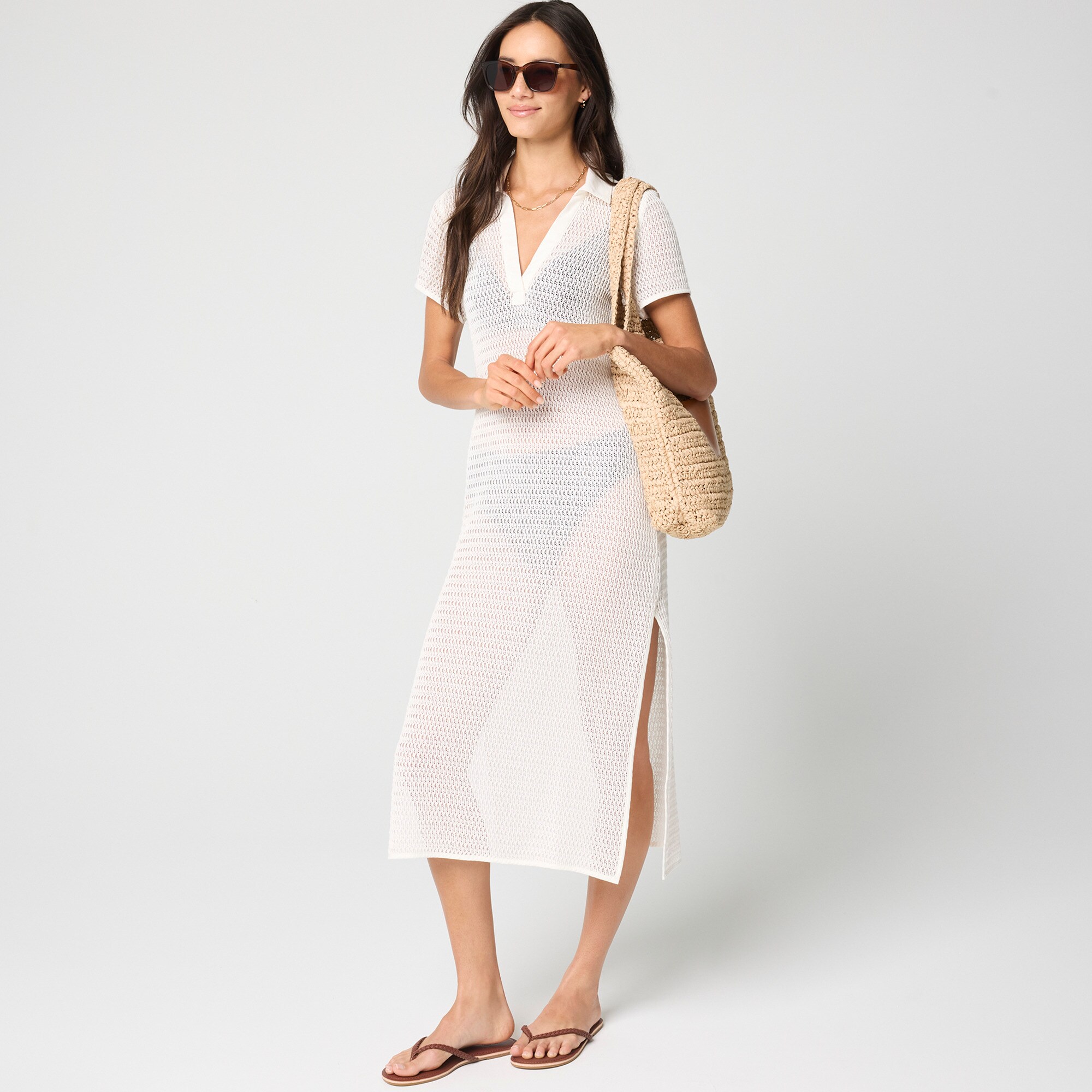 Collared crochet cover-up