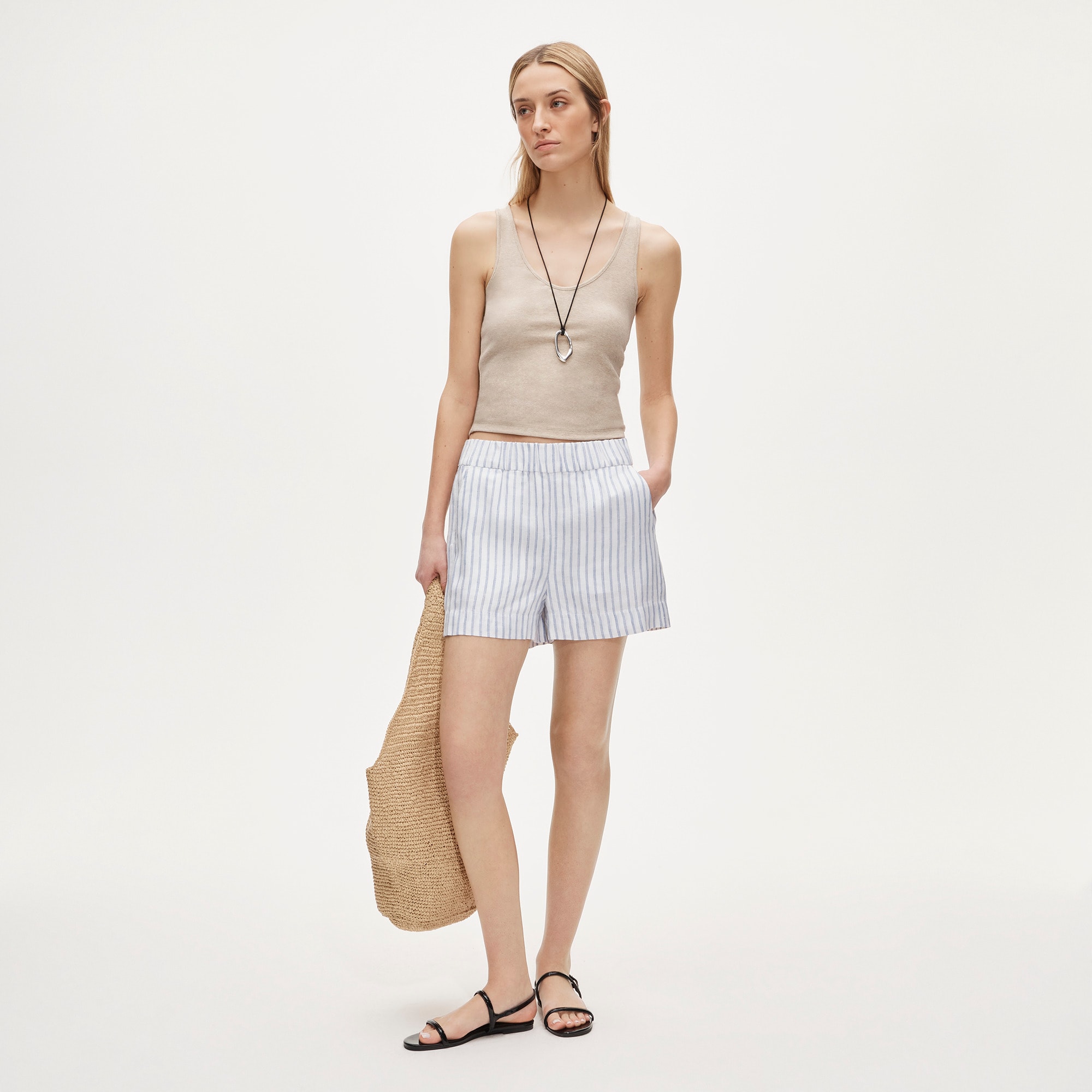 Tropez short in linen stripe