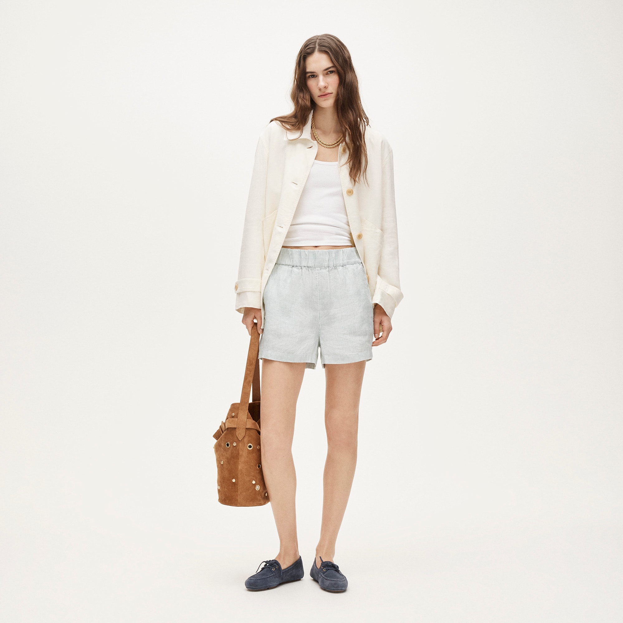 Tropez short in linen stripe
