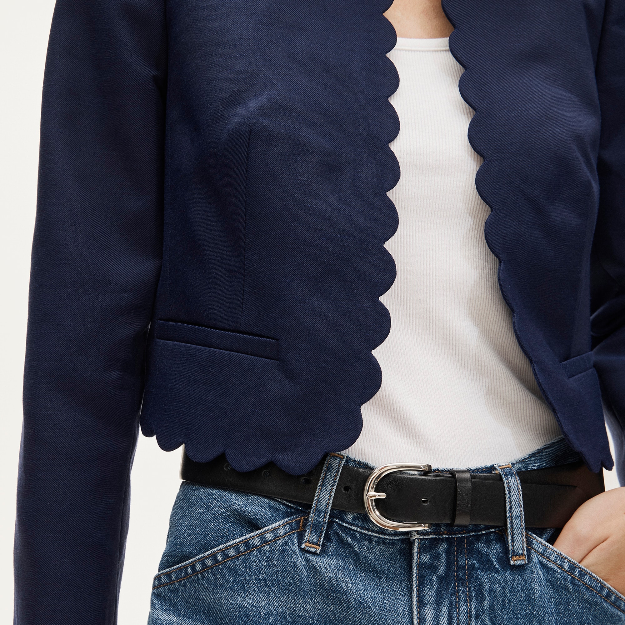 Louisa lady jacket with scalloped trim in Gramercy linen blend - image 5