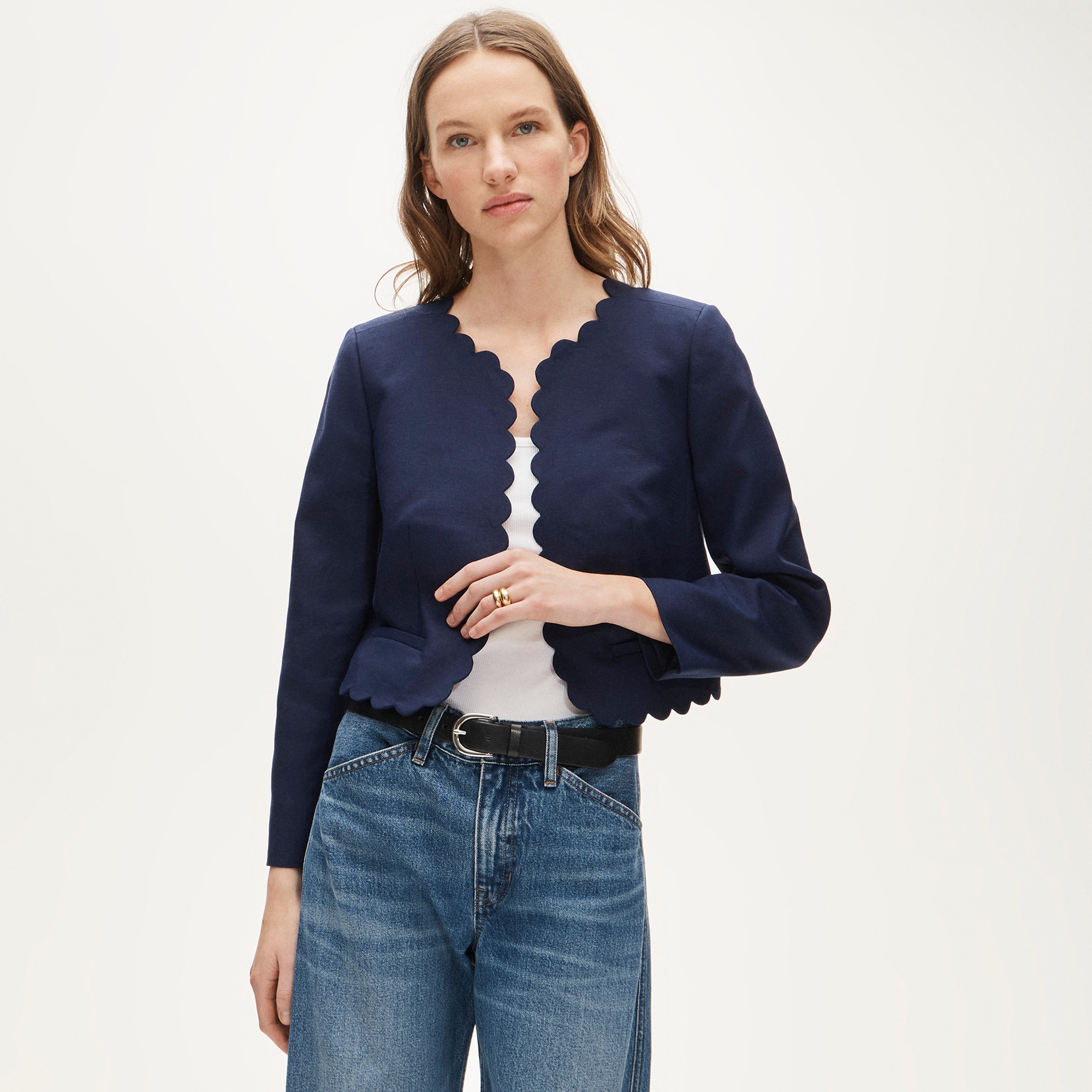 Louisa lady jacket with scalloped trim in Gramercy linen blend - image 3